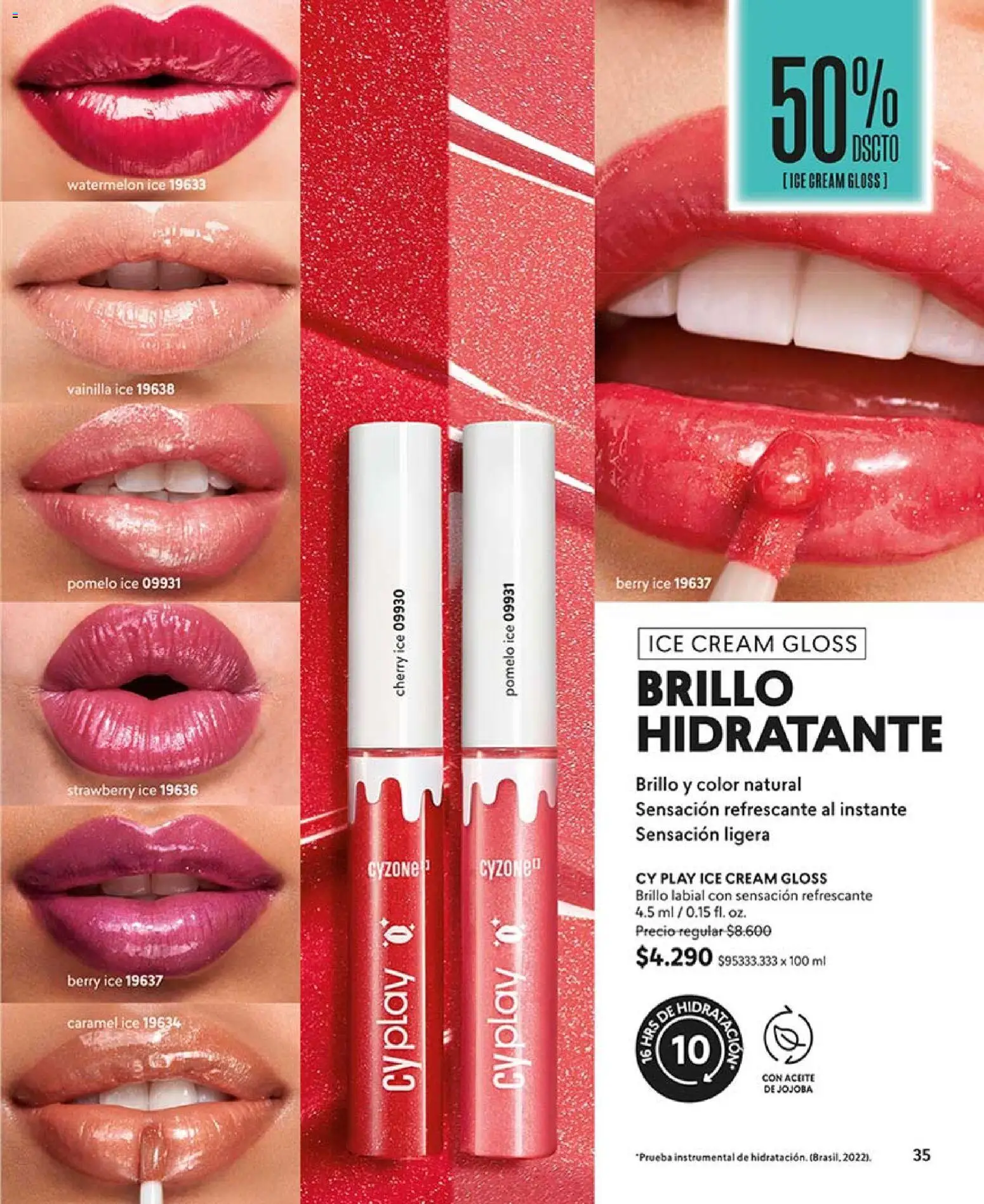 Catálogo CyZone Campaña 6 │ válido desde el 01.04.2026 | Página: 35 | Productos: Brillo, Labial, Aceite