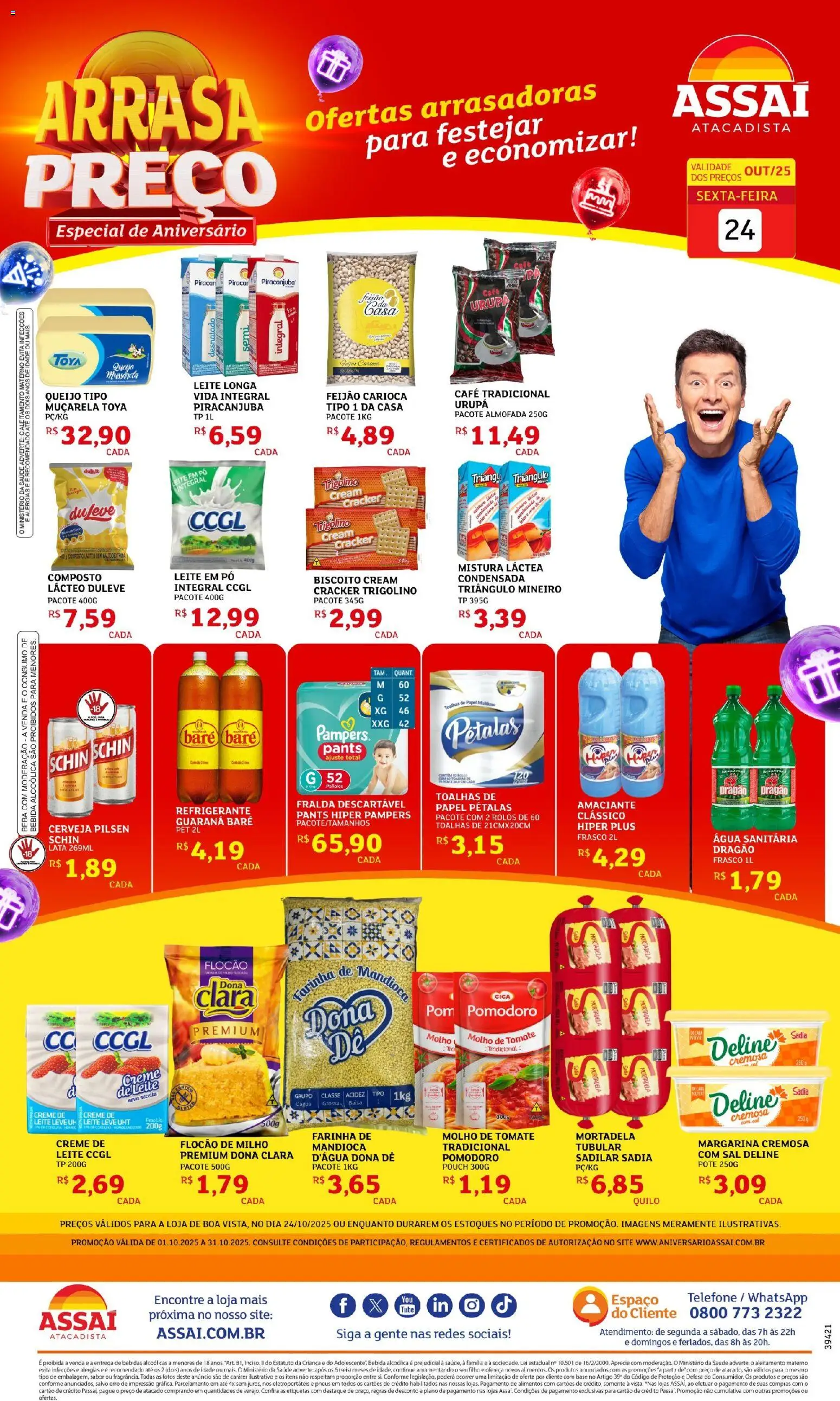 Assaí Atacadista Folheto - válido de 24.10.2025 | Página: 1 | Produtos: Biscoito, Base, Telefone, Sal