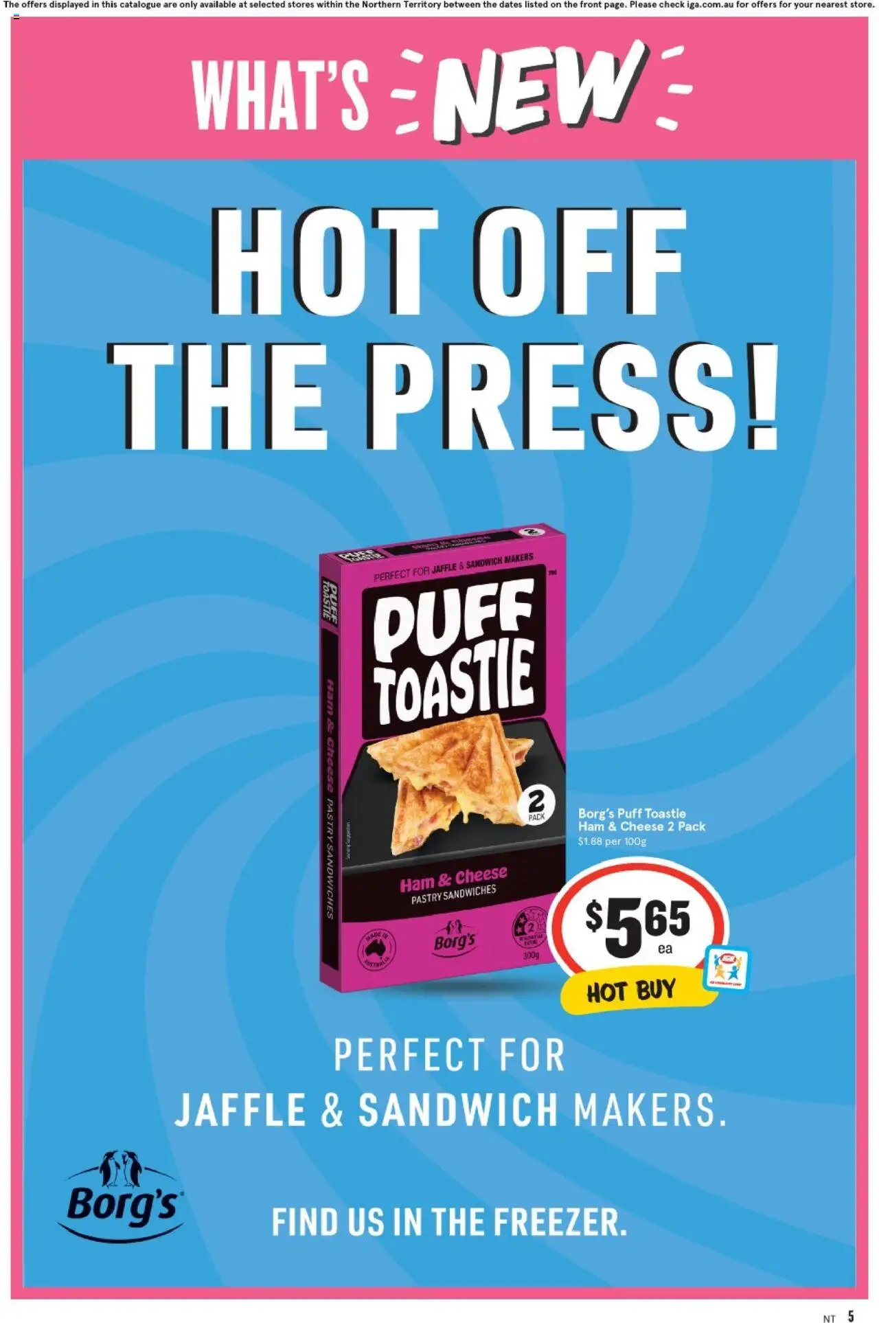 IGA catalogue - valid from 13.08.2025 | Page: 5 | Products: Cheese, Ham, Pastry, Press
