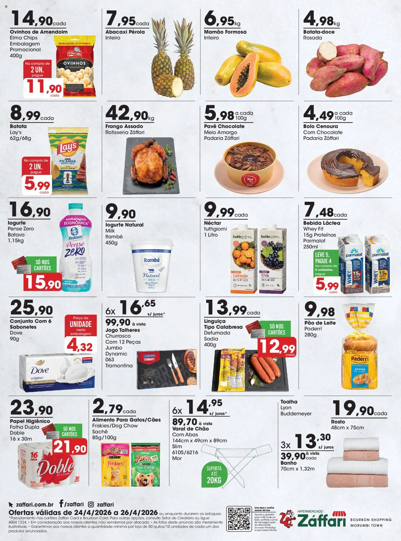 Zaffari Folheto - válido de 24.04.2026 | Página: 2 | Produtos: Pão, Bolo, Cenoura, Mamão