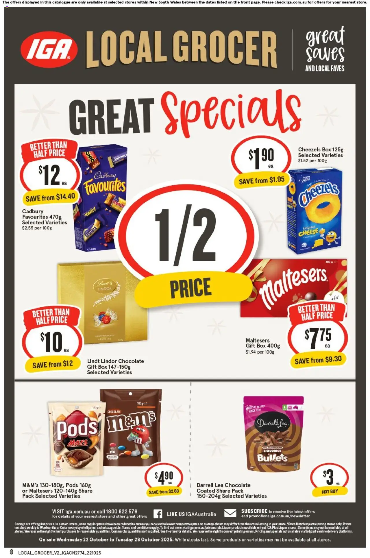 IGA catalogue - valid from 22.10.2025 | Page: 8 | Products: Box, Dairy, Cheese, Chocolate