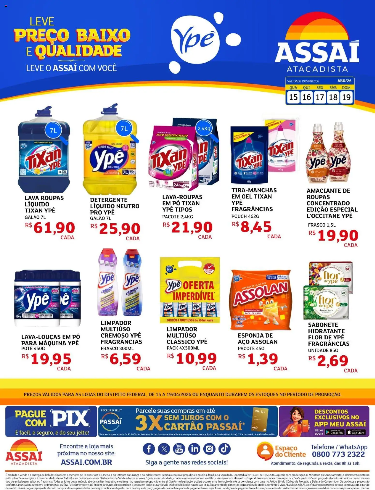 Assaí Atacadista Folheto - válido de 15.04.2026 | Página: 1 | Produtos: Pó, Esponja, Telefone, Amaciante