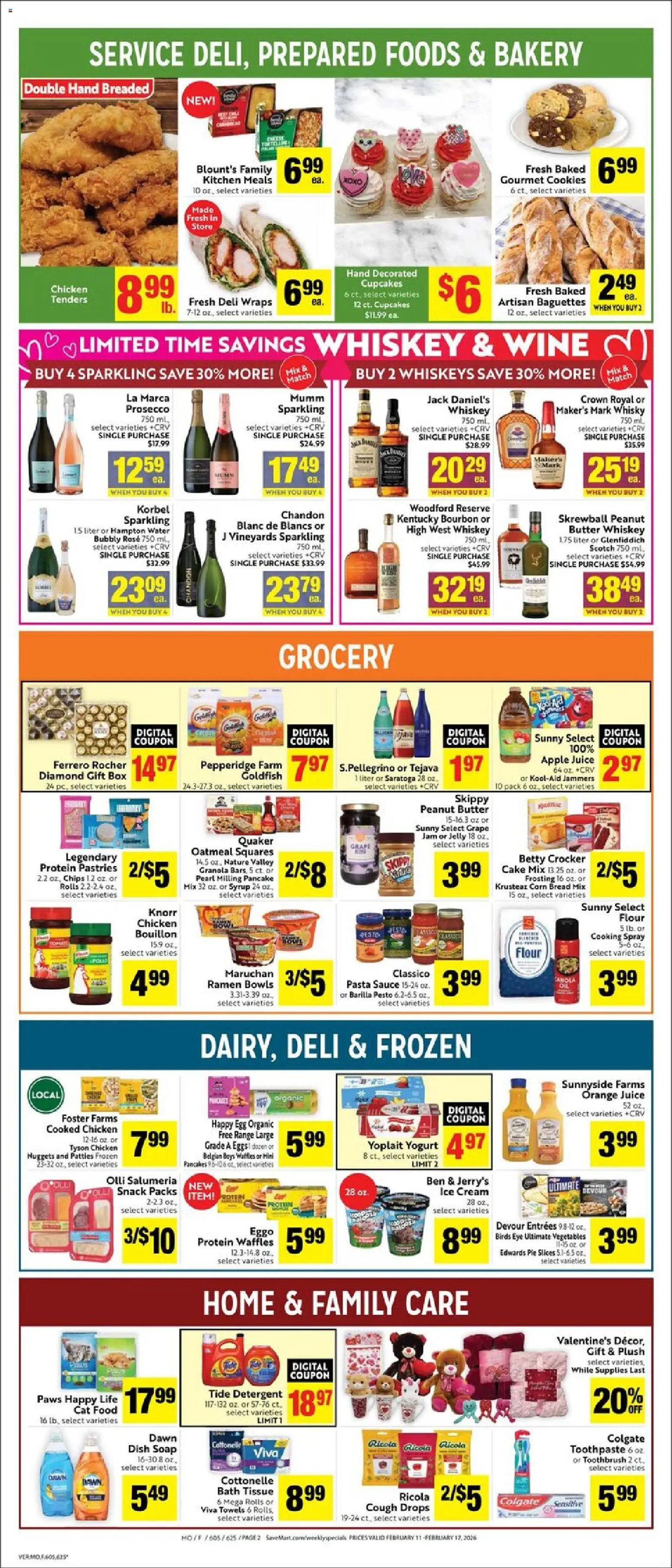 Save Mart Weekly - CA - valid from 11.02.2026 | Page: 2 | Products: Bakery, Cat Food, Toothbrush, Cream
