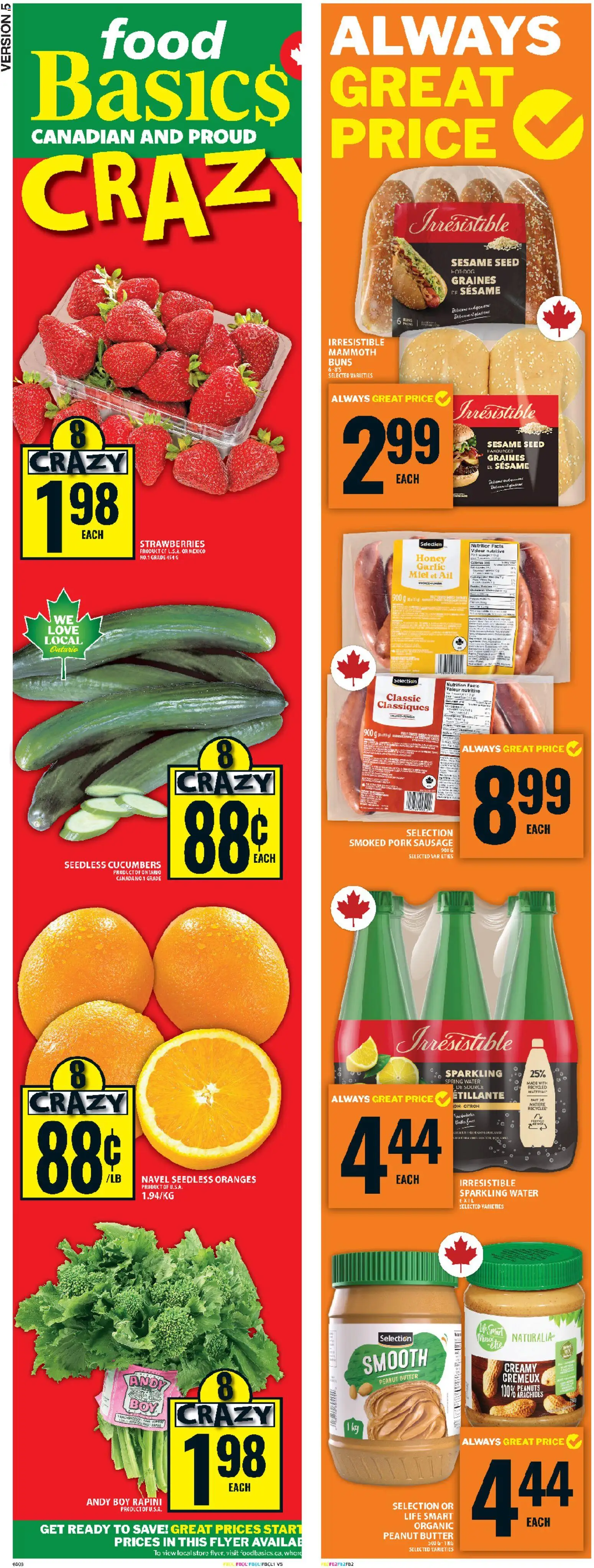 Food Basics flyer valid from 23.04.2026 | Page: 2 | Products: Strawberries, Cucumbers, Butter, Pork