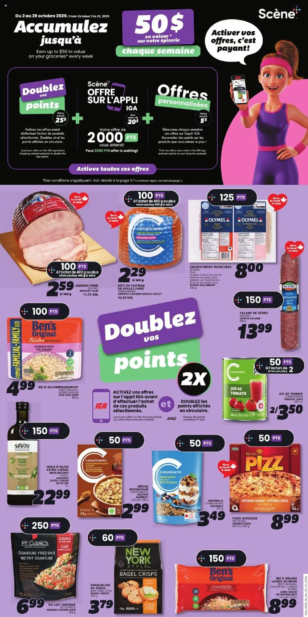 IGA flyer valid from 23.10.2025 | Page: 12 | Products: Cheese, Oil, Salami, Juice