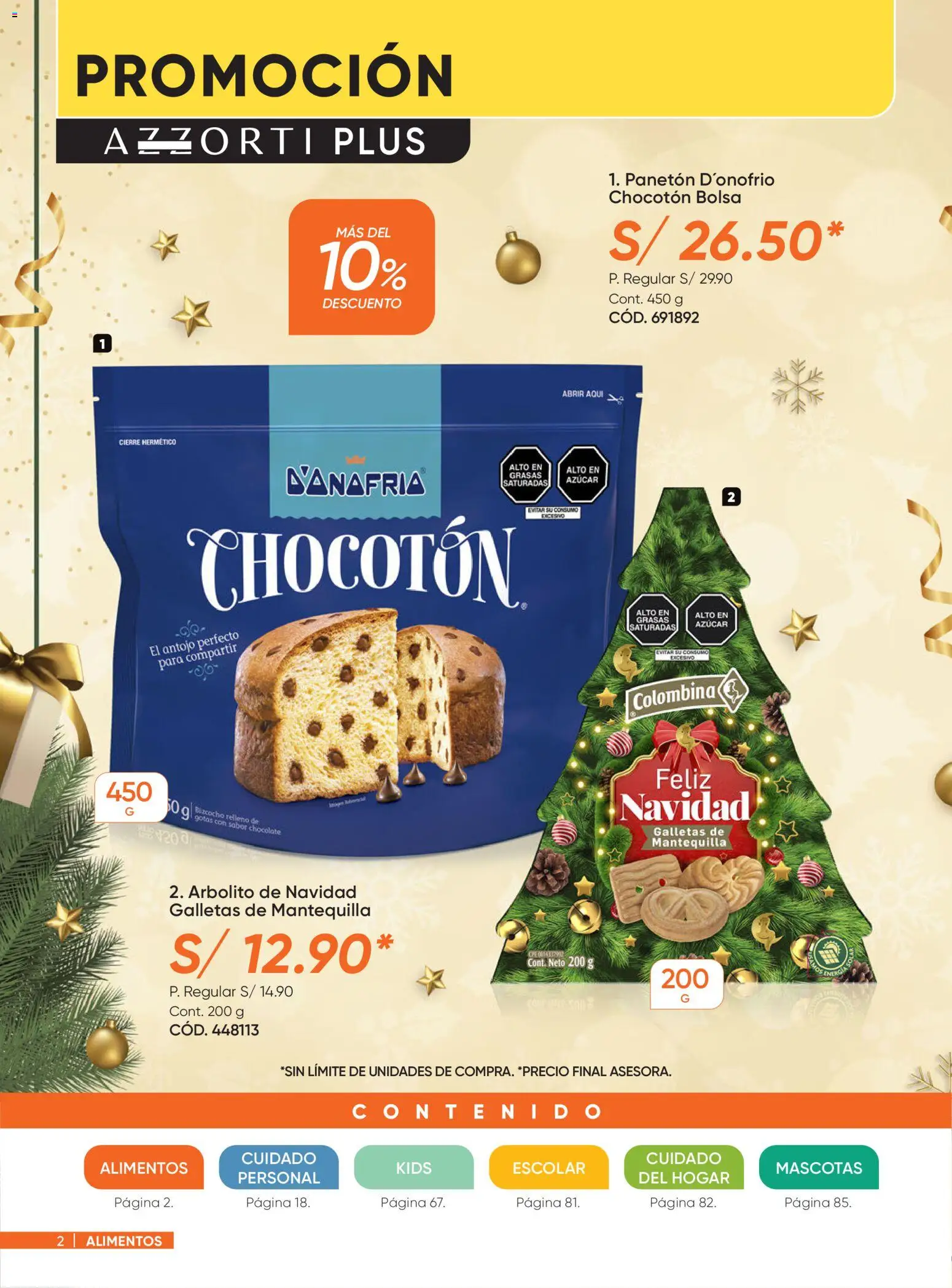 Catálogo Azzorti válido desde 03.11.2025 | Página: 2 | Productos: Mantequilla, Chocolate, Galletas, Bolsa