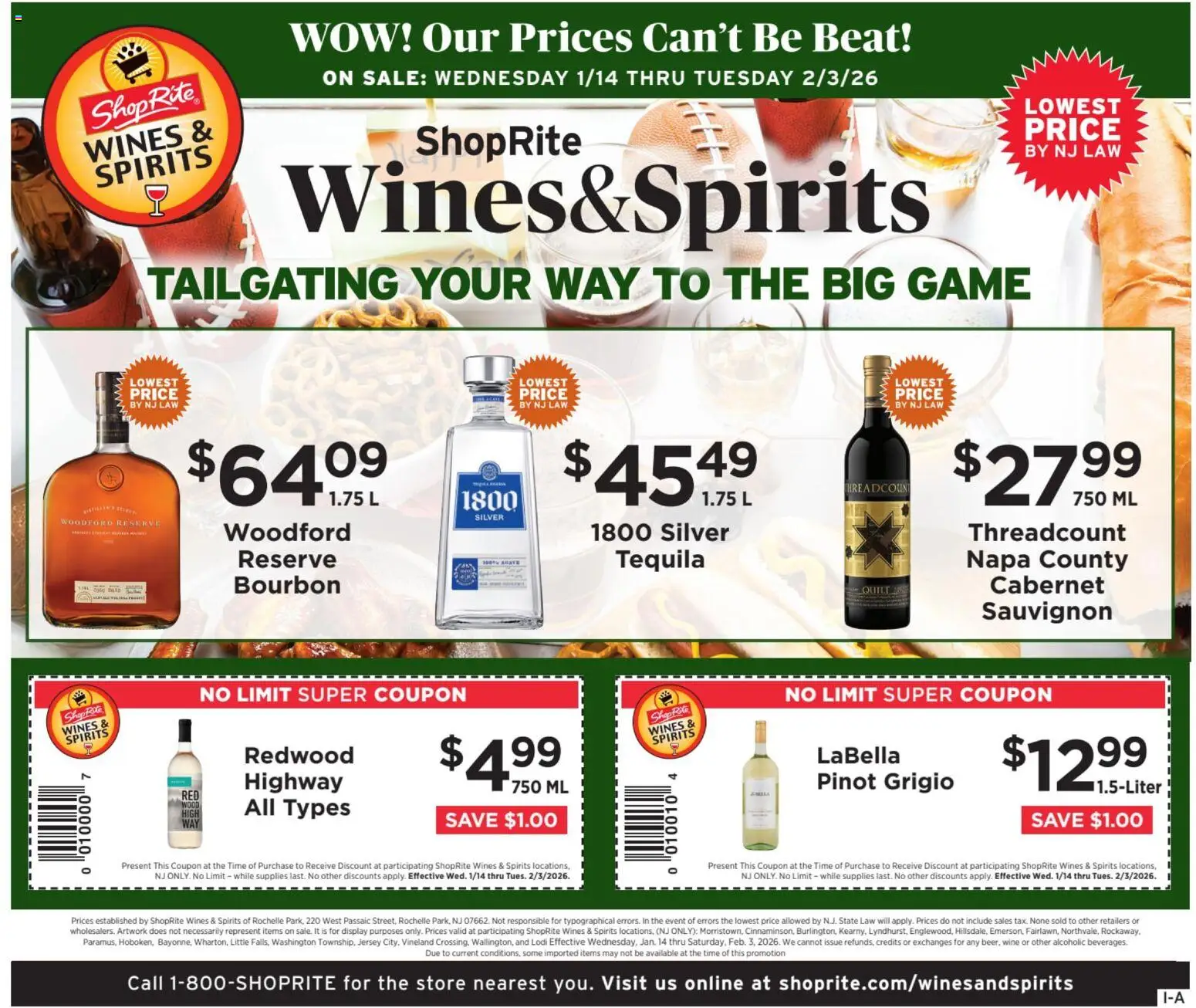 ShopRite Wine & Spirits - valid from 14.01.2026 | Page: 1 | Products: Wine, Bourbon, Game