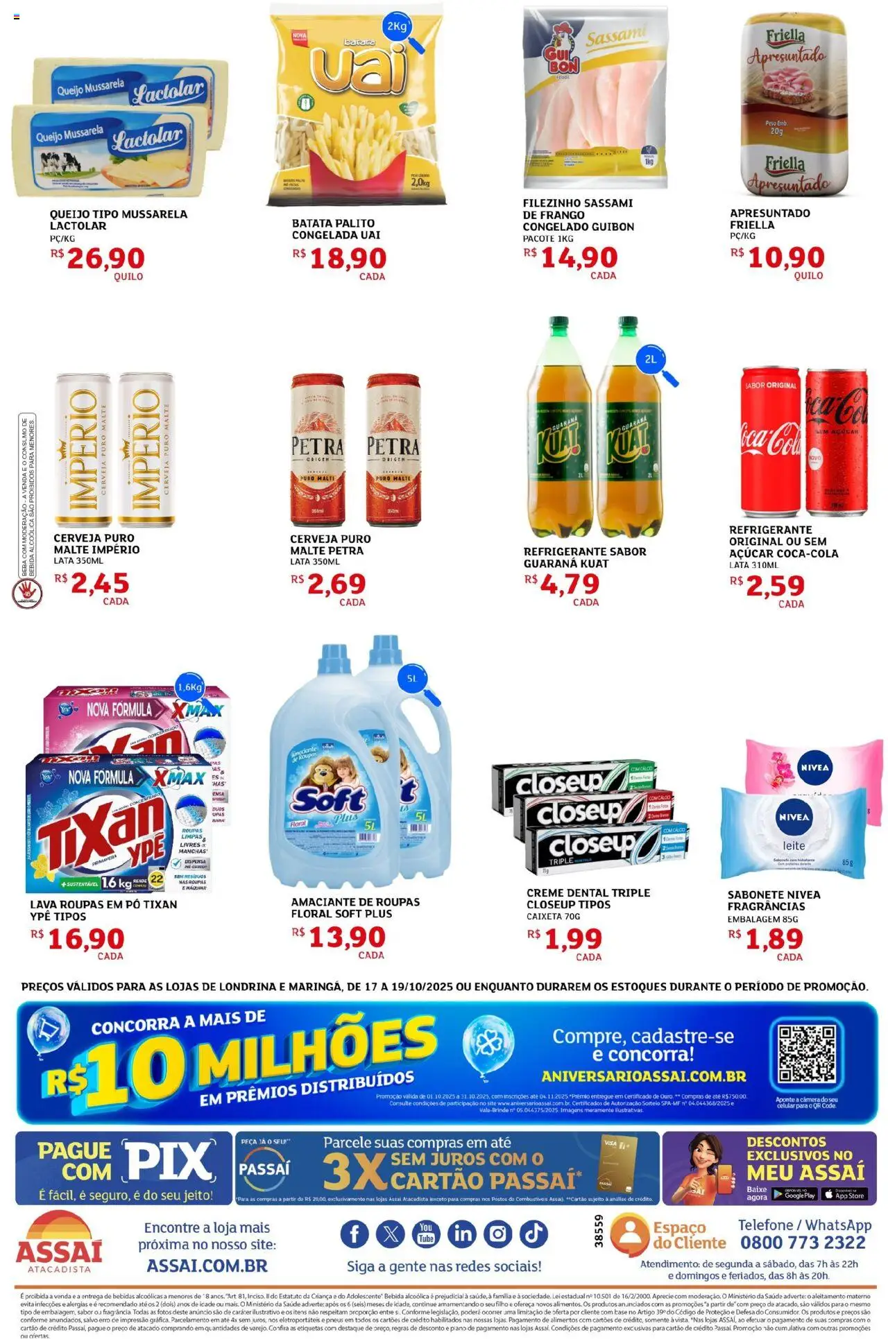 Assaí Atacadista Folheto - válido de 17.10.2025 | Página: 2 | Produtos: Cerveja, Base, Roupas, Sabonete