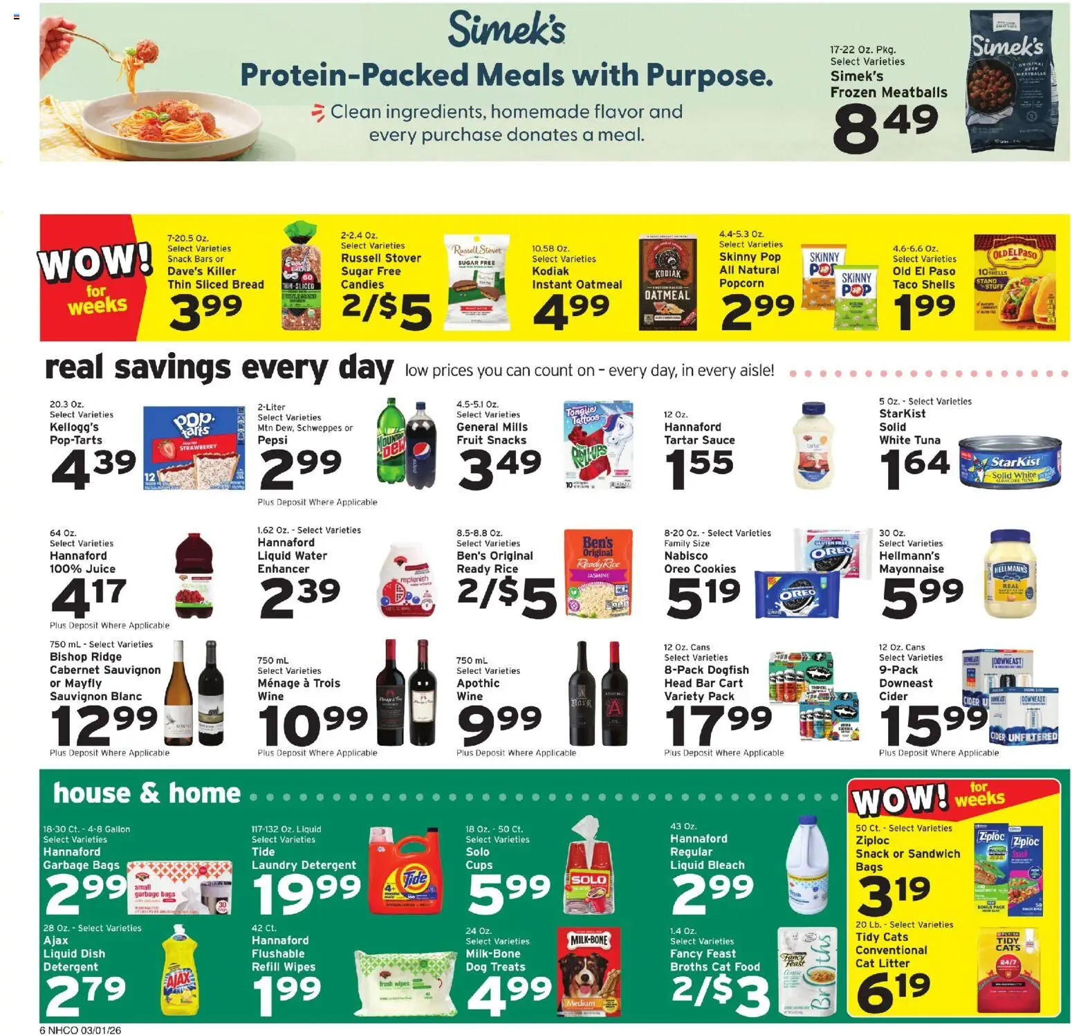 Hannaford Weekly Ad - valid from 01.03.2026 | Page: 9 | Products: Dog Treats, Rice, Water, Sugar