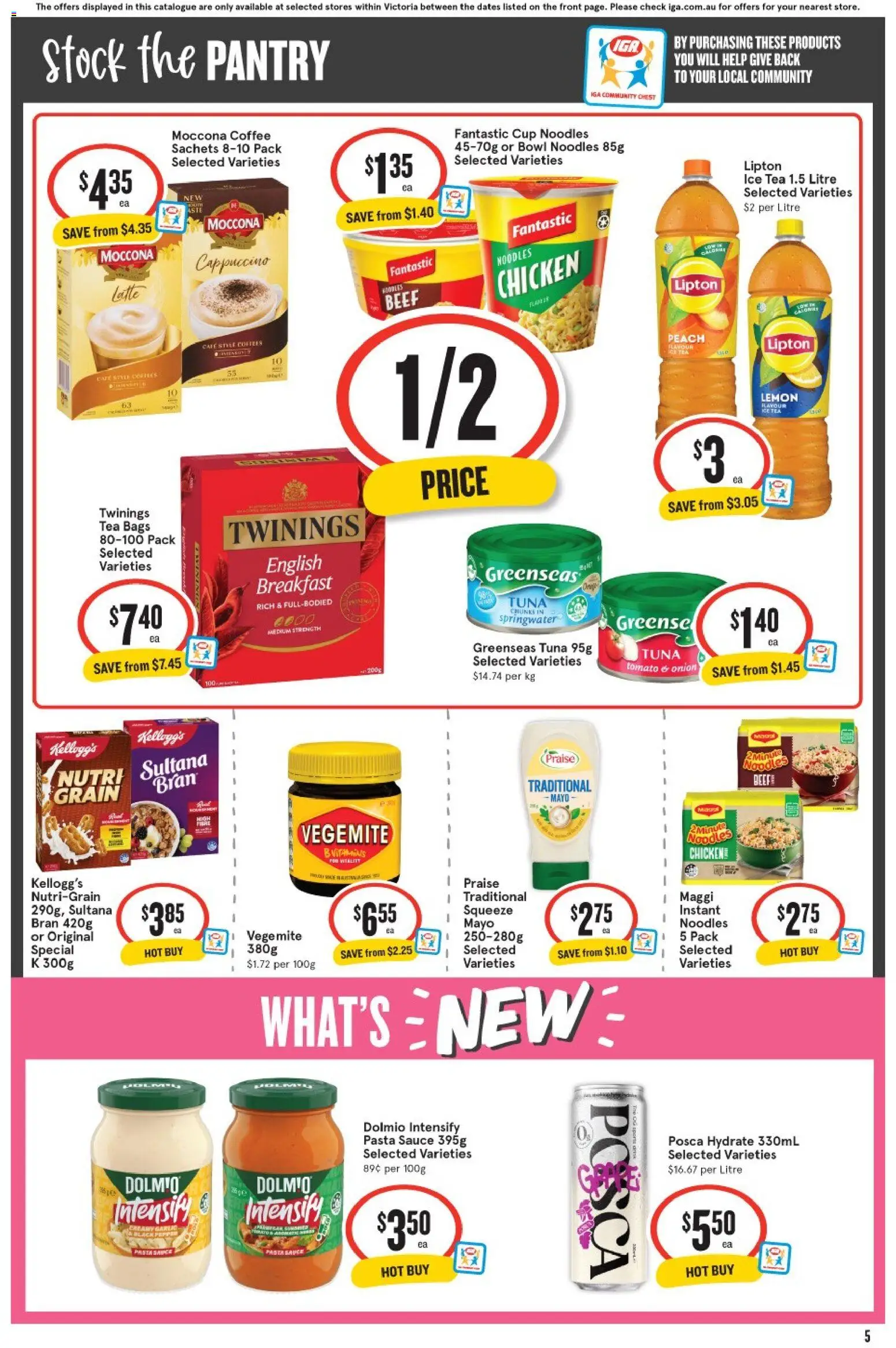 IGA catalogue - valid from 21.01.2026 | Page: 5 | Products: Coffee, Pasta, Tuna, Vegemite