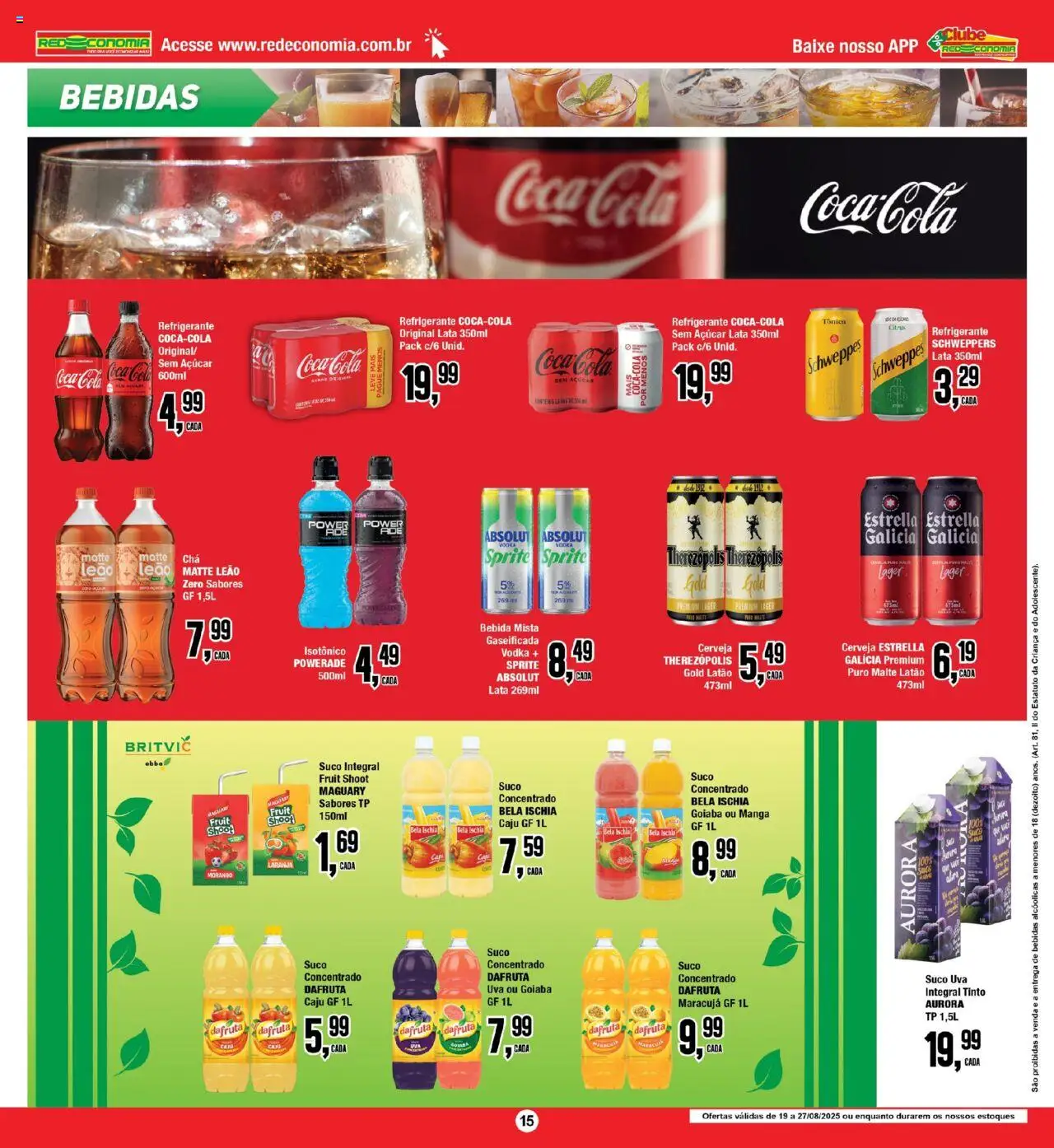 RedEconomia Folheto - válido de 19.08.2025 | Página: 15 | Produtos: Caju, Suco, Refrigerante, Isotônico