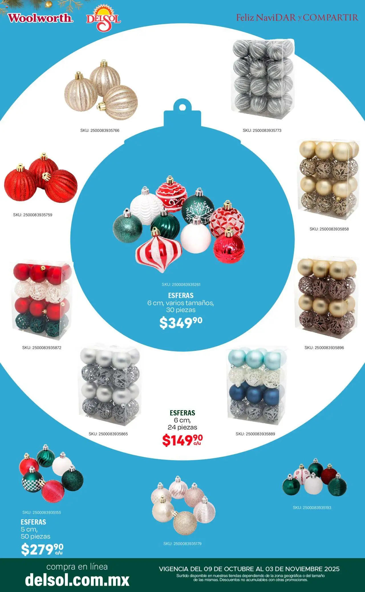 Nuevas ofertas de Del Sol y Woolworth válidas en toda la República Mexicana desde el 09.10.2025. ¡Encuentra las mejores ofertas en Del Sol y Woolworth - Catálogo Feliz NaviDar y Compartir ! | Página: 9