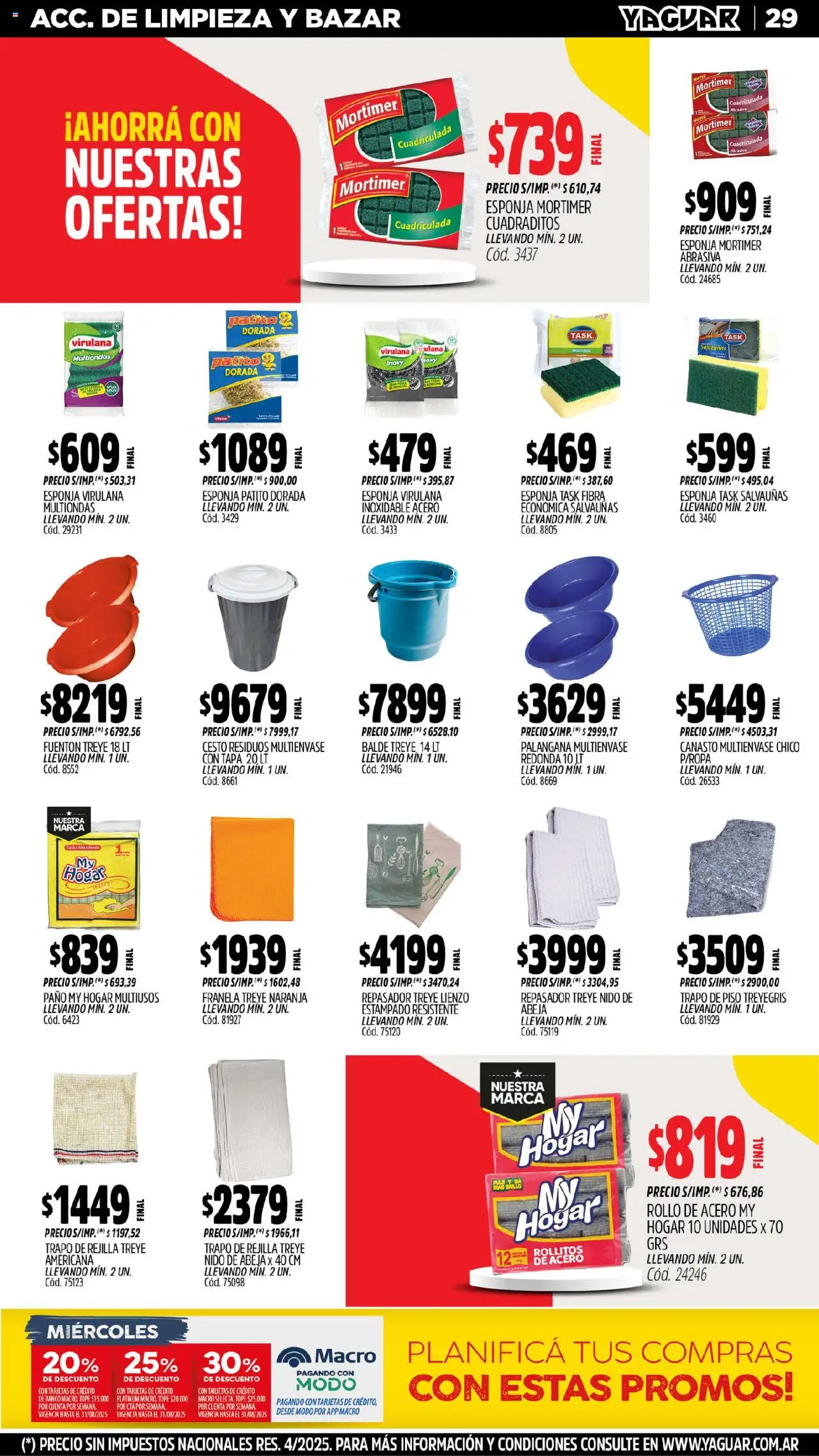 Yaguar - Mar del Plata │ válido desde el 18.08.2025 | Página: 28 | Productos: Trapo de piso, Rejilla, Repasador, Esponja