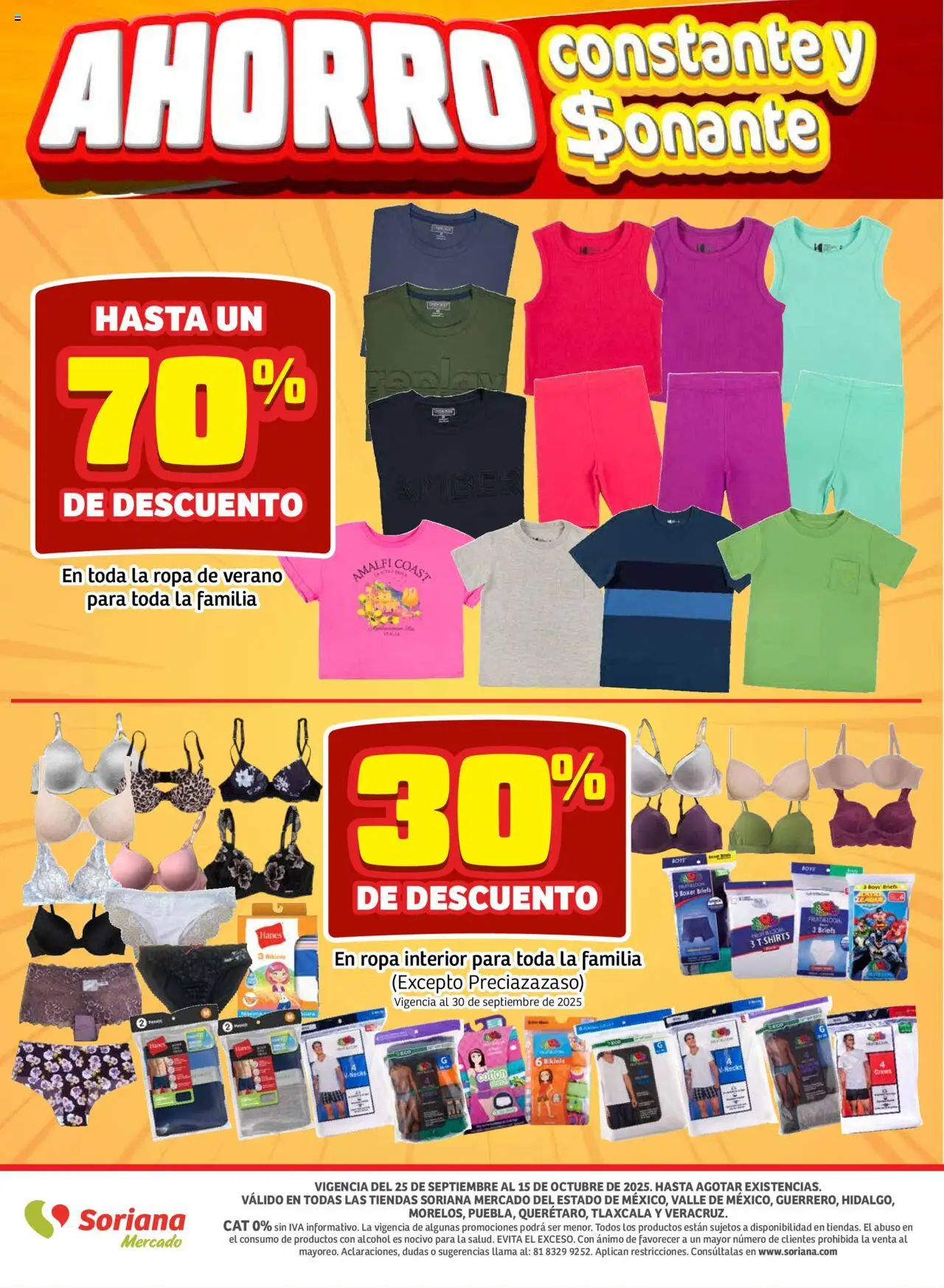 Nuevas ofertas de Soriana válidas en toda la República Mexicana desde el 25.09.2025. ¡Encuentra las mejores ofertas en Soriana - Pesito Valedor Mercado: Edo Mex, Valle De México, Gro, Hgo, Mor, Pue, Qto, Tlax, Ver! | Página: 26 | Productos: Ropa, Ropa interior