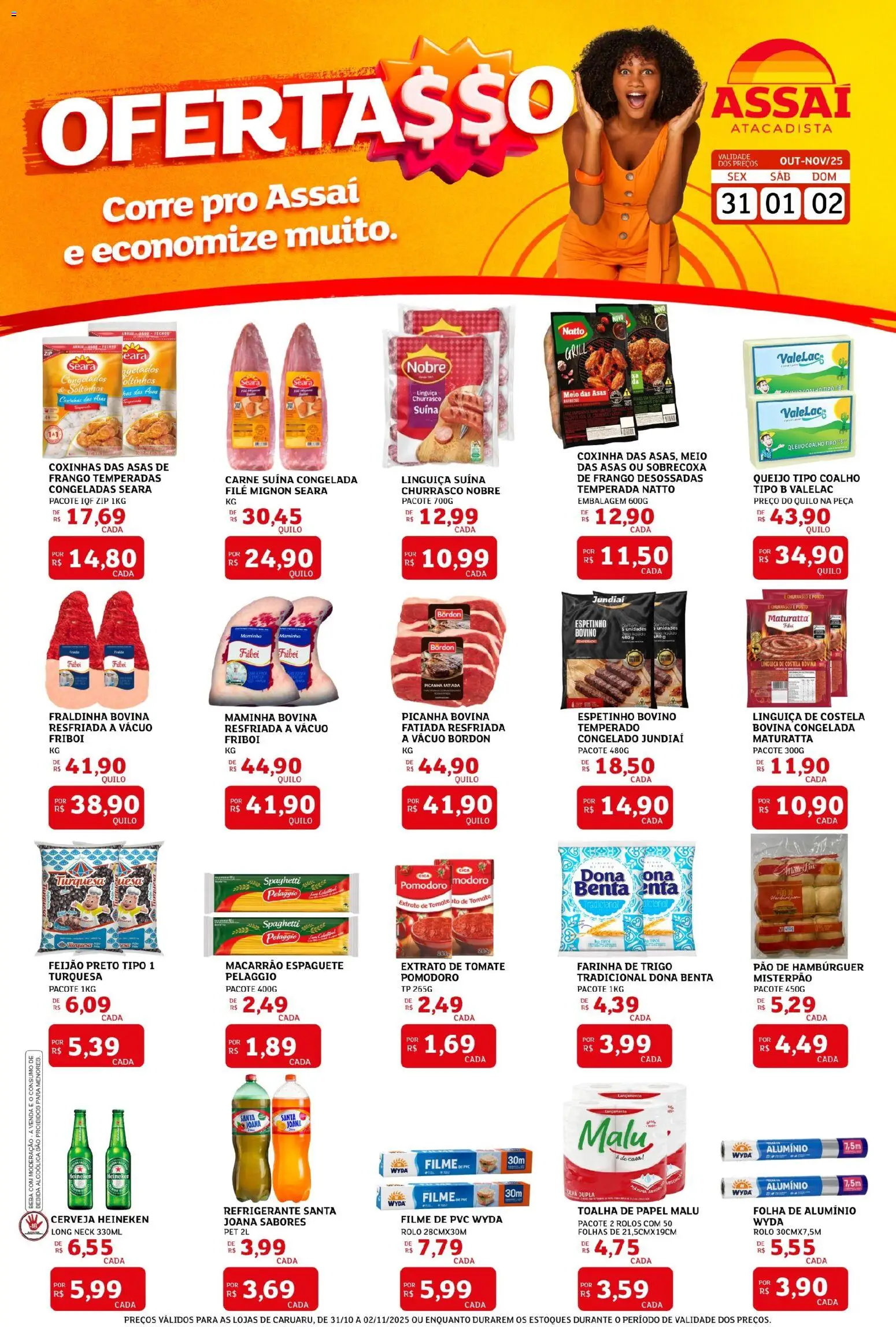 Assaí Atacadista Folheto - válido de 31.10.2025 | Página: 1 | Produtos: Grill, Feijão, Cerveja Heineken, Hambúrguer