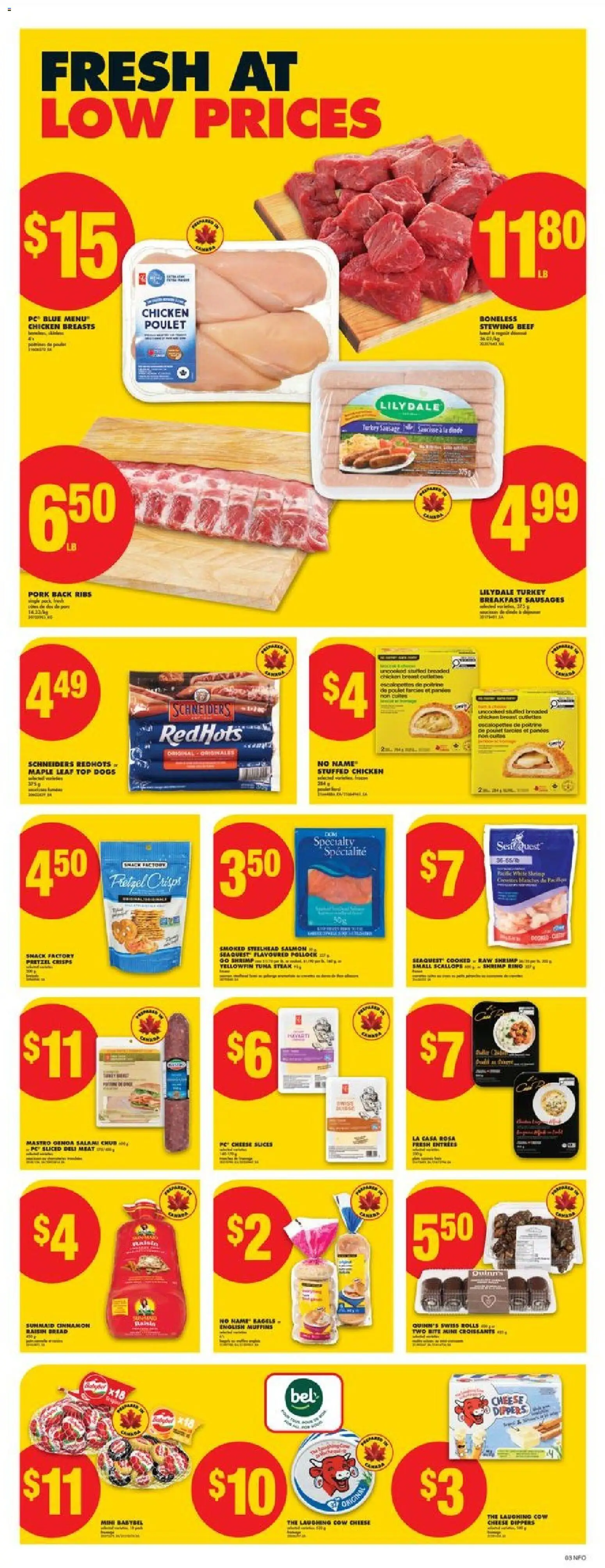 No Frills flyer valid from 22.01.2026 | Page: 3 | Products: Fish, Bread, Salami, Chicken
