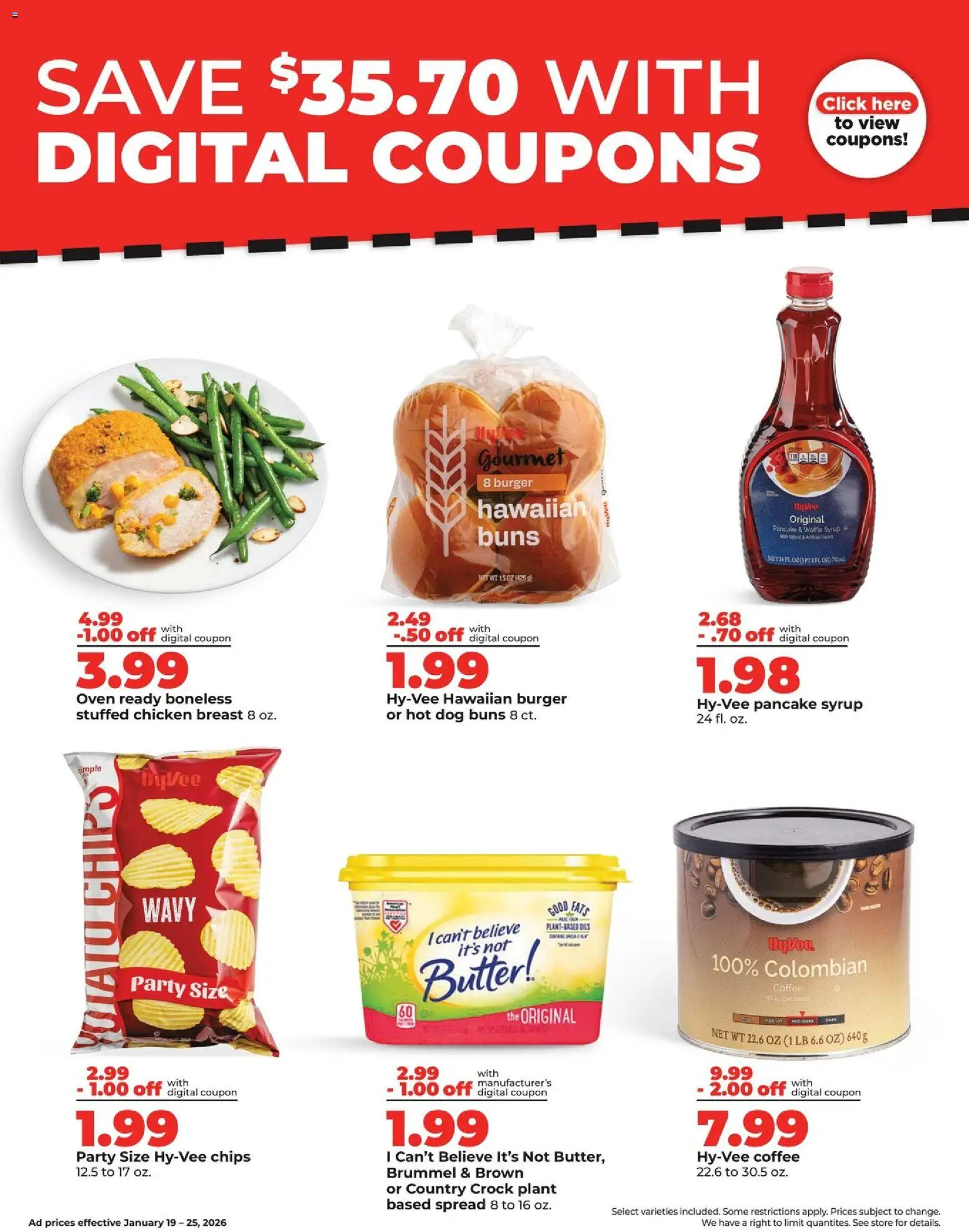 HyVee Weekly Ad - valid from 19.01.2026 | Page: 5 | Products: Butter, Coffee, Chips, Oven