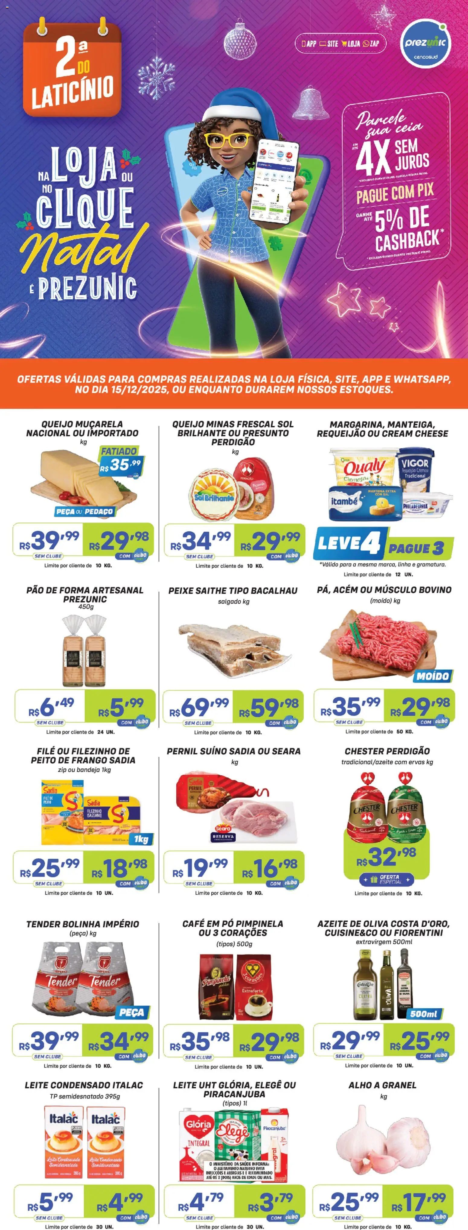 Prezunic Folheto - válido de 15.12.2025 | Página: 1 | Produtos: Tender, Leite, Manteiga, Chester perdigão