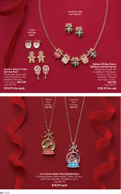 Preview of Holiday Gift Box Charm Necklace and Earring Set, Coloured stones set in goldtone. Necklace, 42 cm L with 9 cm extender. Pierced earrings, 1 cm L. from shop Avon valid from 06.11.2025 | Page: 24 | Products: Box, Shoes
