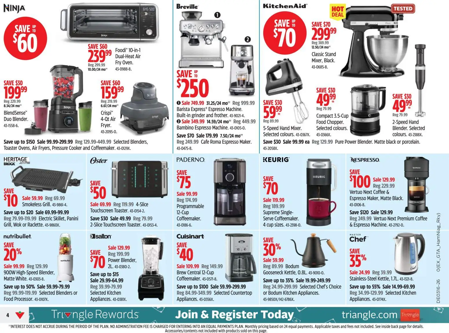 Canadian Tire flyer valid from 16.04.2026 | Page: 4 | Products: Grinder, Toaster, Cooker, Coffee