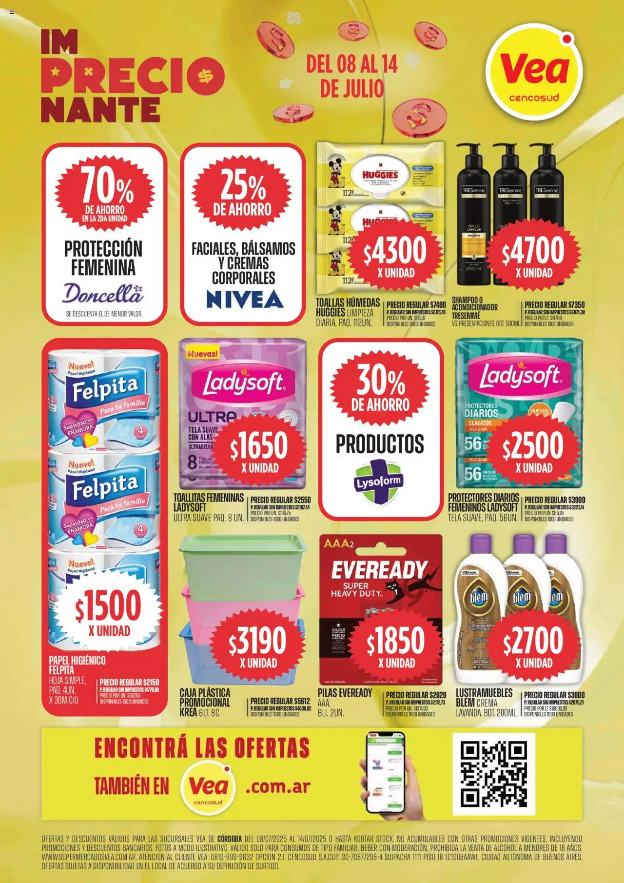 Vea - Ofertas - Córdoba │ válido desde el 08.07.2025 | Página: 7 | Productos: Pilas, Shampoo, Acondicionador, Protectores diarios
