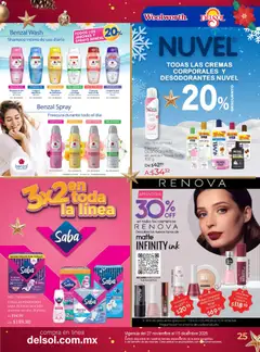 Vista previa de Del Sol y Woolworth catálogo Belleza Diciembre , nuevo folleto de la tienda, válido en México a partir del 27.11.2025 | Página: 25 | Productos: Desodorante, Durazno, Toalla, Polvo