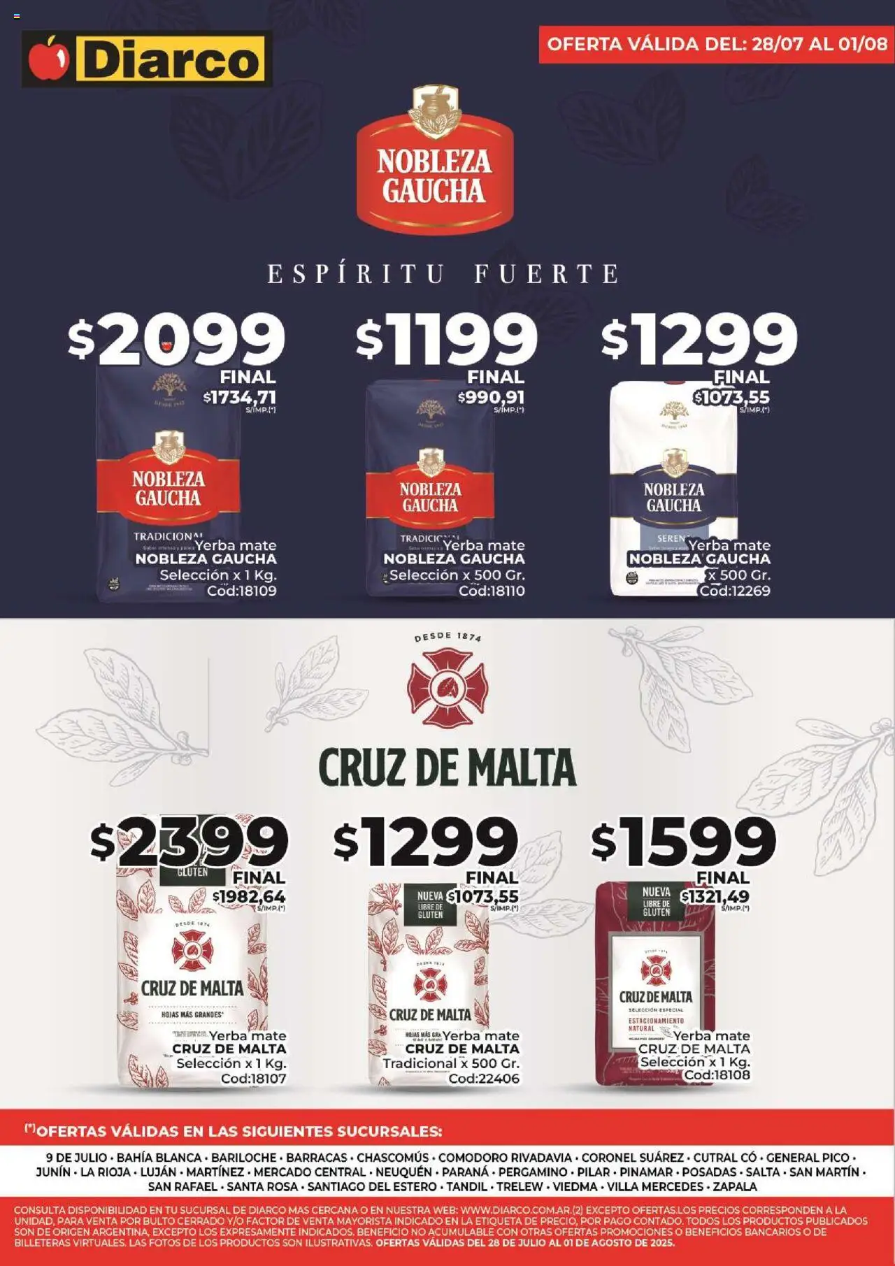 Diarco Especial yerbas │ válido desde el 28.07.2025 | Página: 1 | Productos: Pico, Mate, Yerba, General