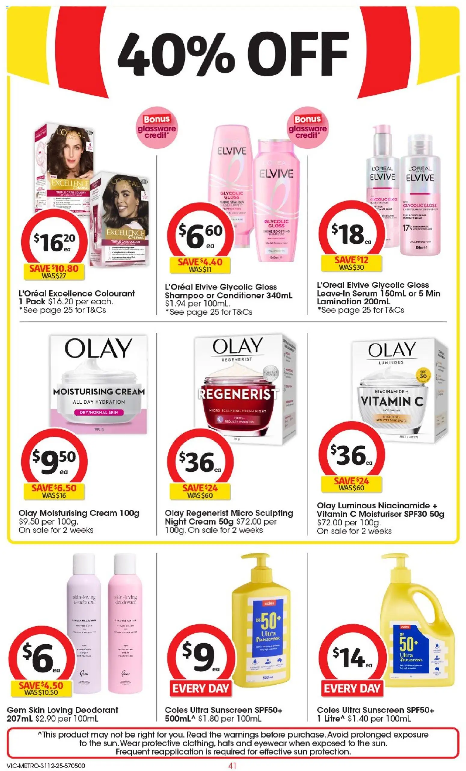 Coles catalogue - valid from 31.12.2025 | Page: 42 | Products: Glassware, Moisturiser, Night cream, Vitamin