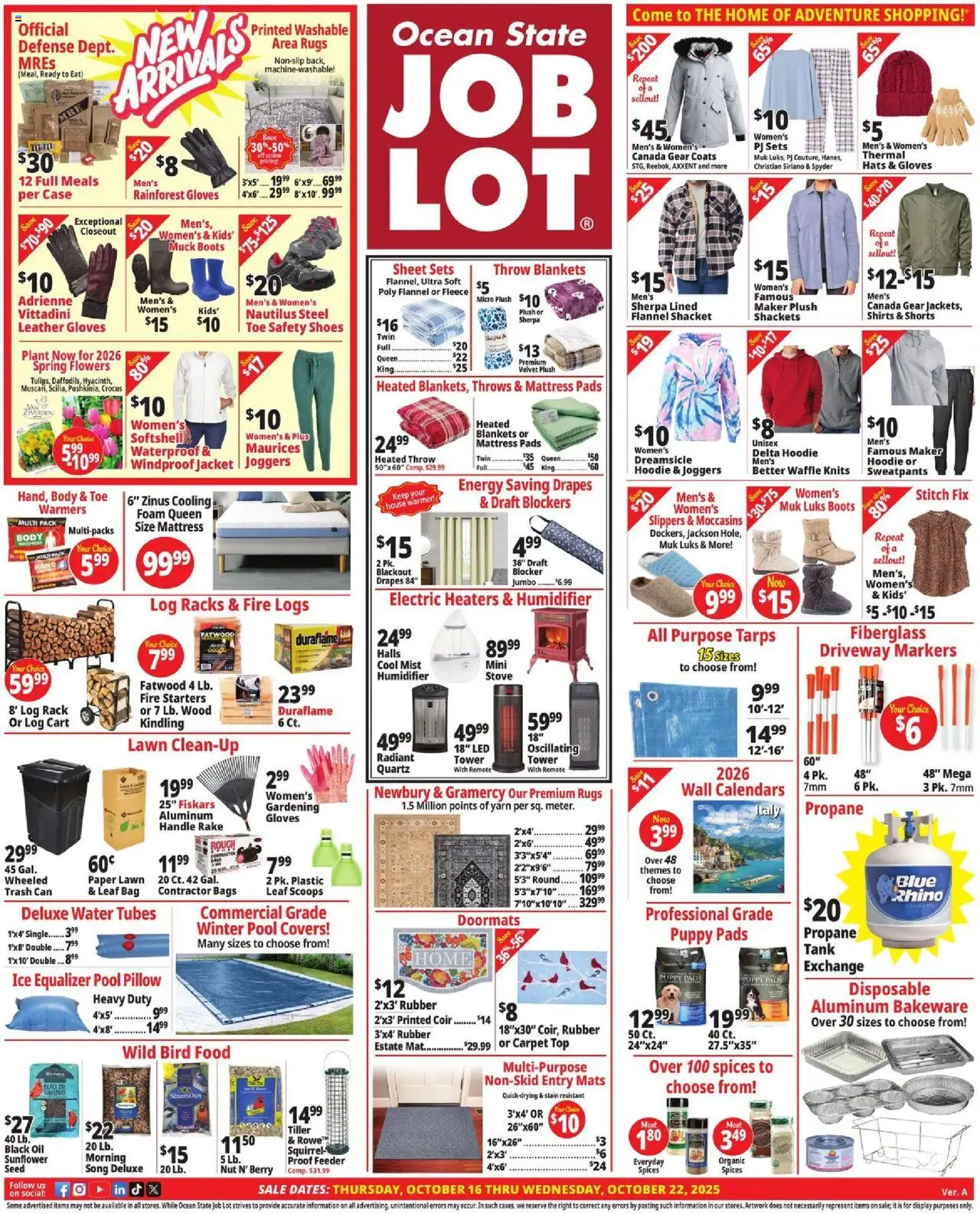 Ocean State Job Lot Weekly Ad - MA - valid from 16.10.2025 | Page: 1 | Products: Hoodie, Shorts, Water, Stove