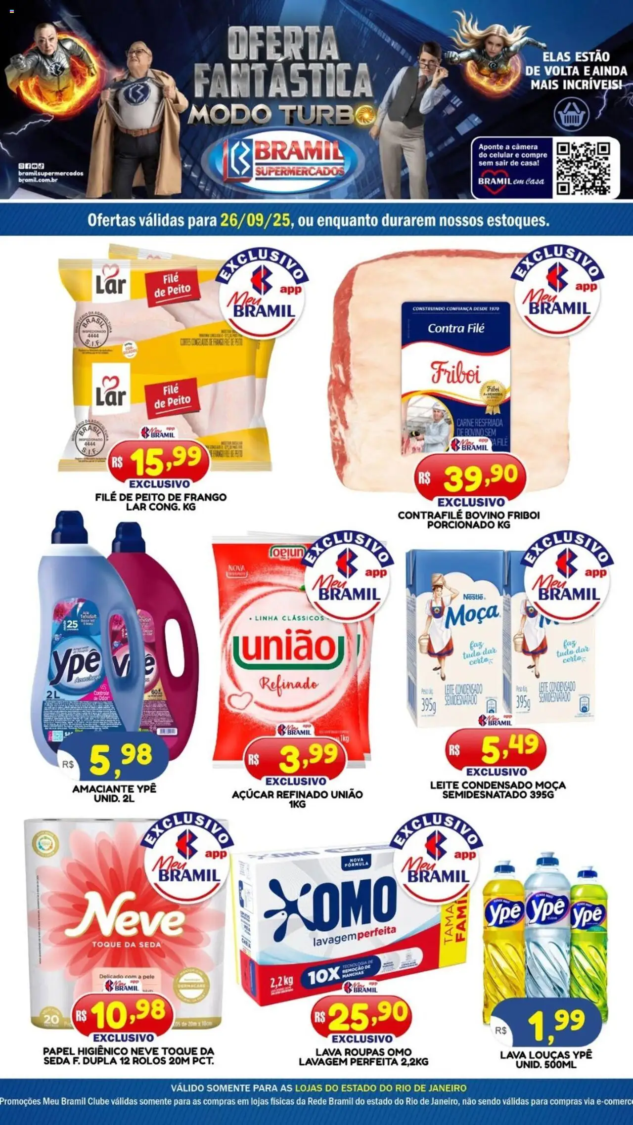 Bramil Supermercados Folheto - válido de 26.09.2025 | Página: 1 | Produtos: Celular, Roupas, Açúcar, Leite condensado