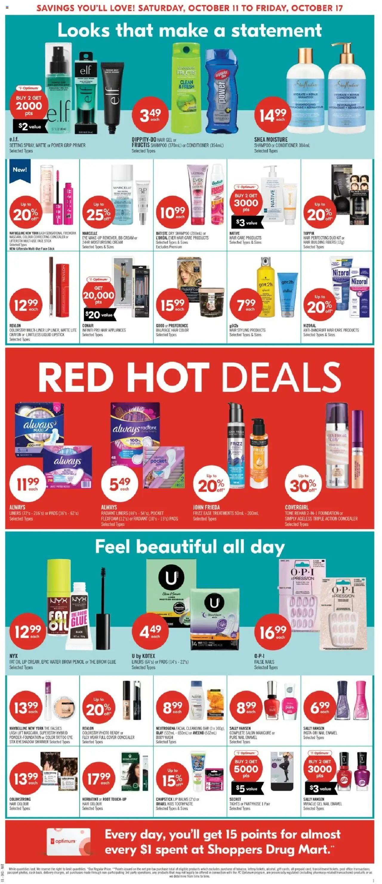 Shoppers flyer valid from 11.10.2025 | Page: 7 | Products: Lipstick, Conditioner, Body wash, Oil