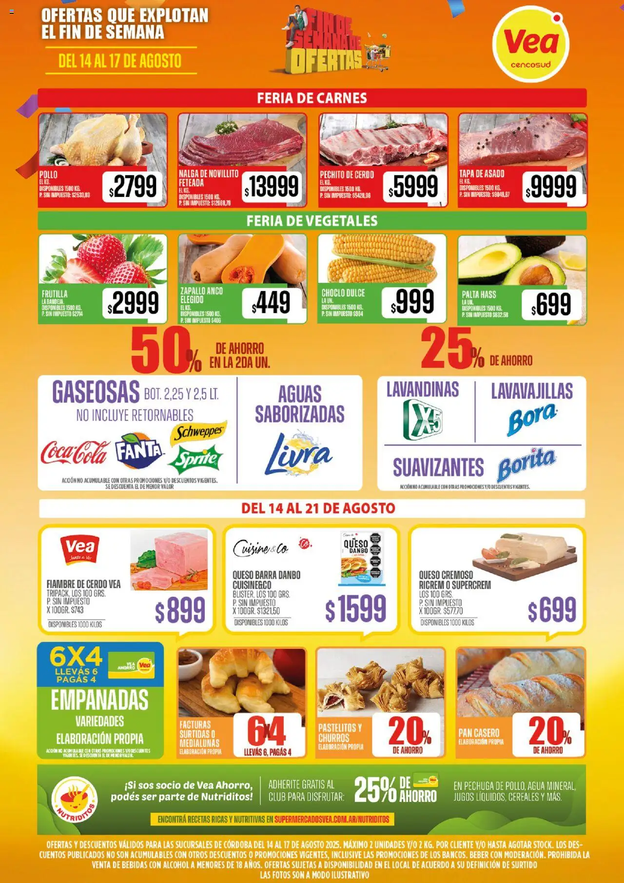 Vea - Ofertas | Córdoba │ válido desde el 14.08.2025 | Página: 2 | Productos: Pollo, Frutilla, Zapallo, Agua