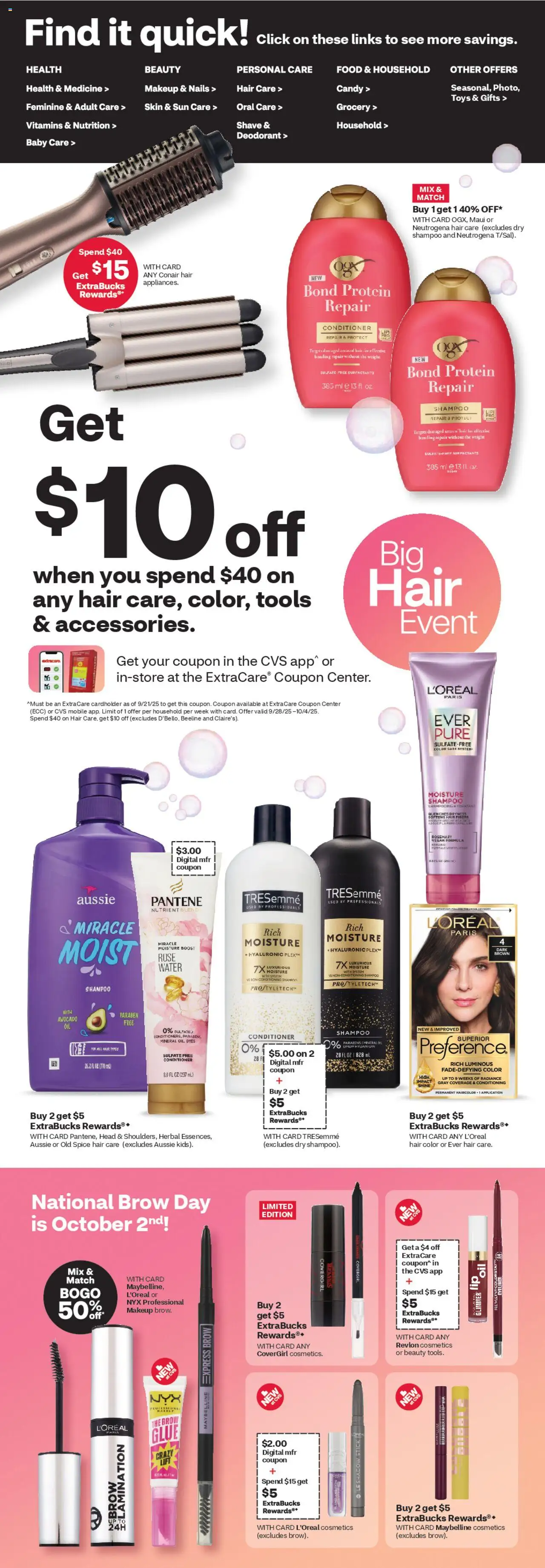 CVS Pharmacy Weekly Ad - TX - valid from 28.09.2025 | Page: 2 | Products: Conditioner, Hair color, Water, Weight