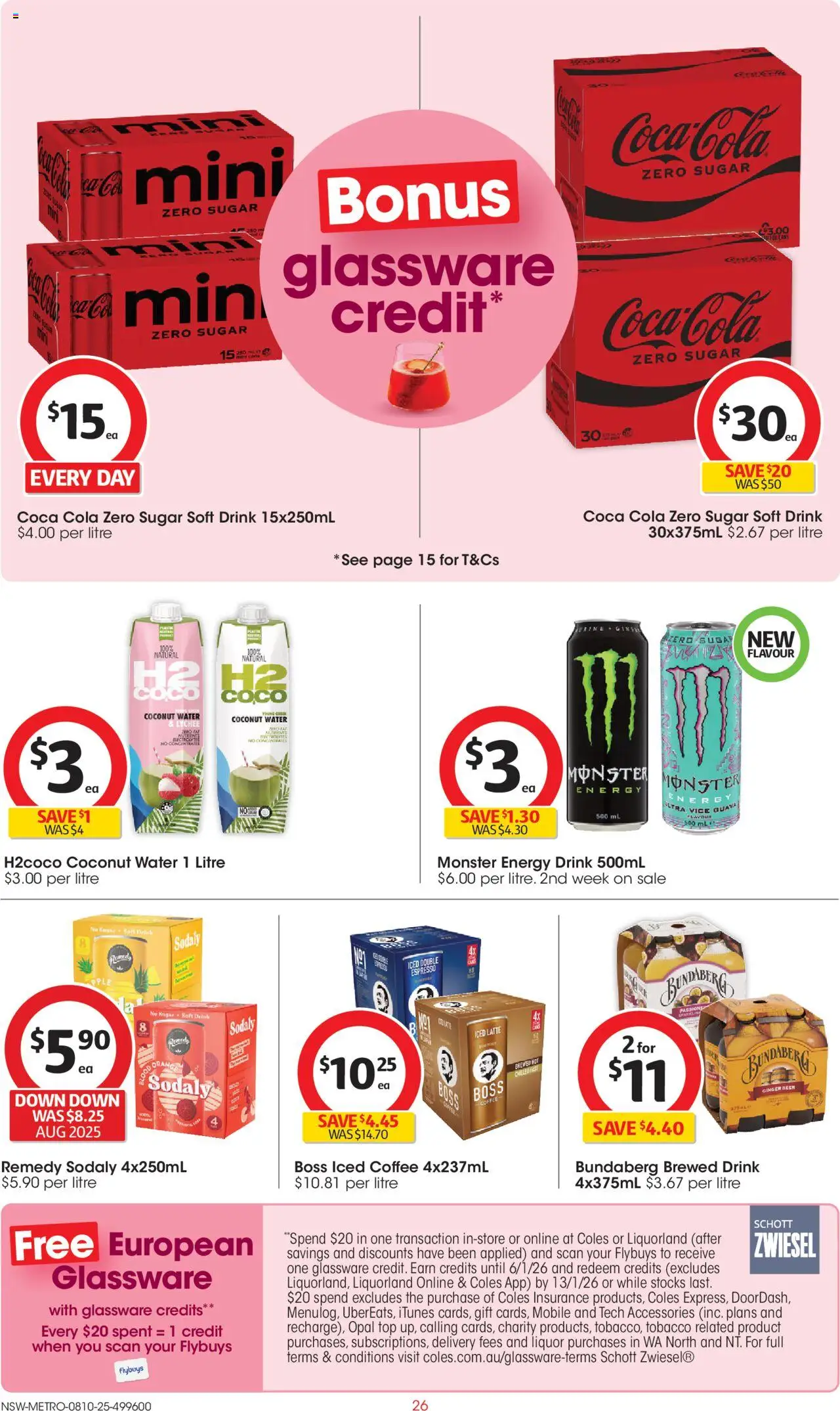 Coles catalogue - valid from 08.10.2025 | Page: 26 | Products: Energy drink, Glassware, Beer, Coca Cola