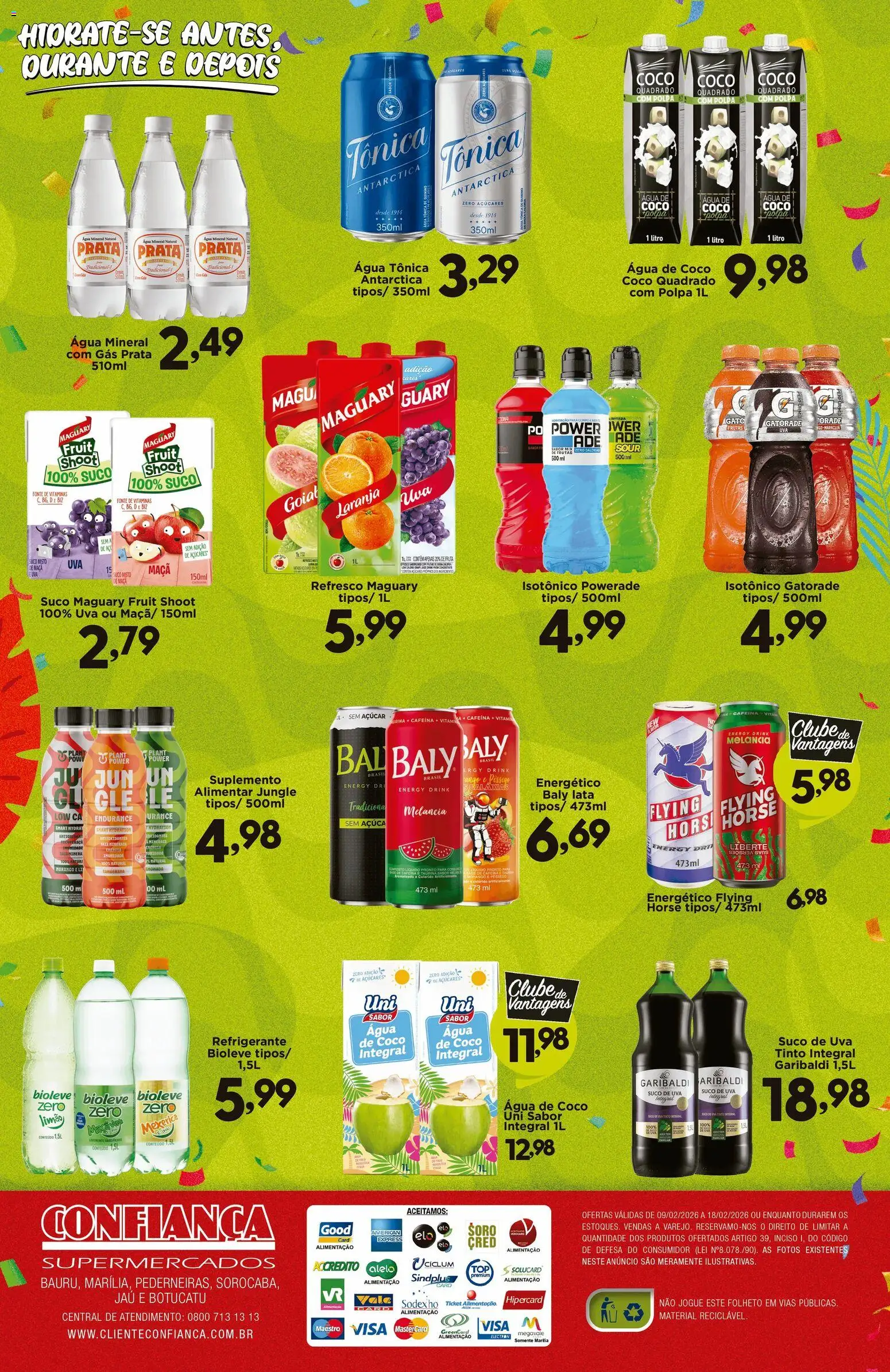 Confiança Folheto - válido de 09.02.2026 | Página: 8 | Produtos: Melancia, Água de coco, Gatorade, Isotônico