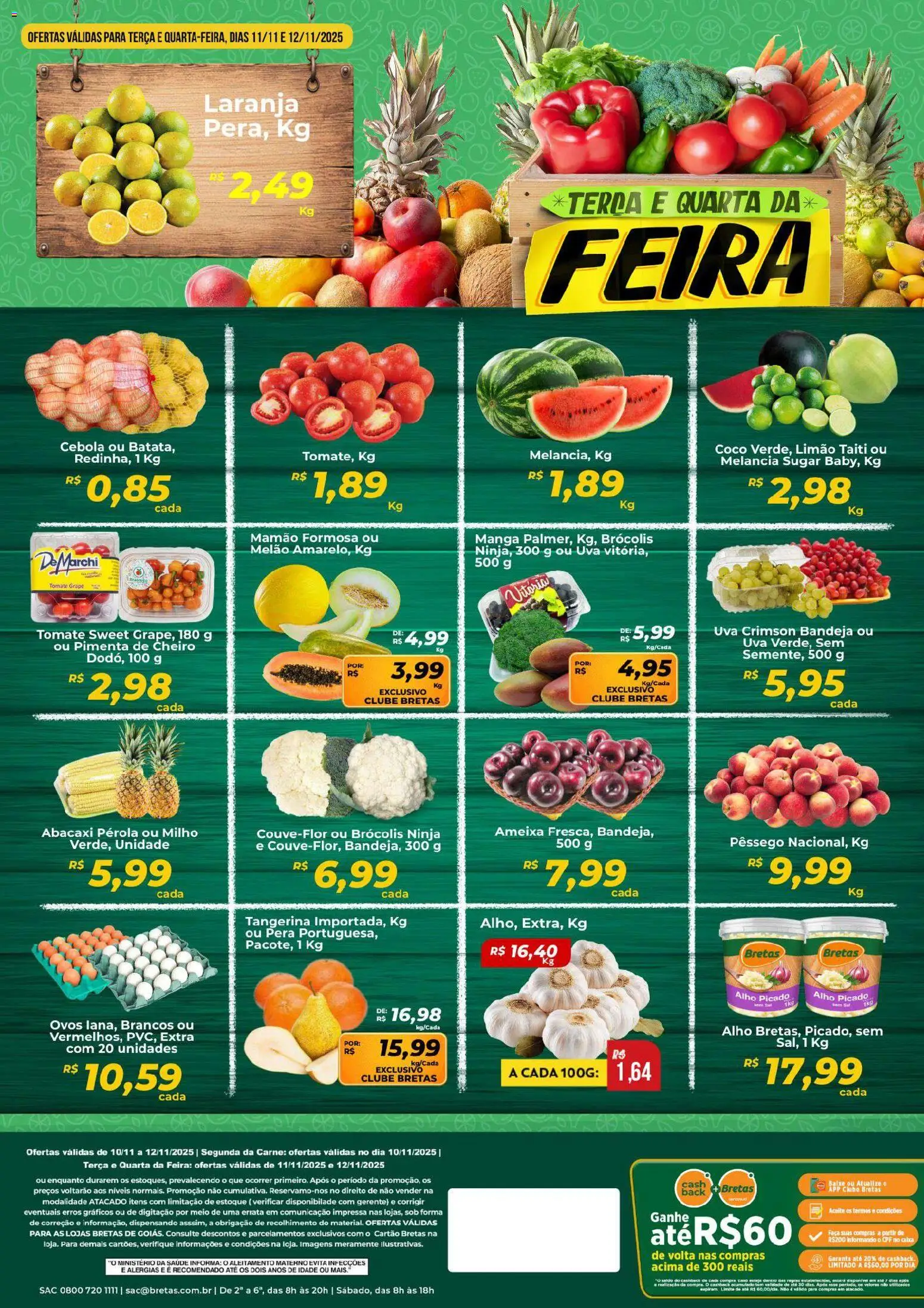 Bretas Folheto - válido de 10.11.2025 | Página: 2 | Produtos: Coco, Cebola, Brócolis, Ameixa