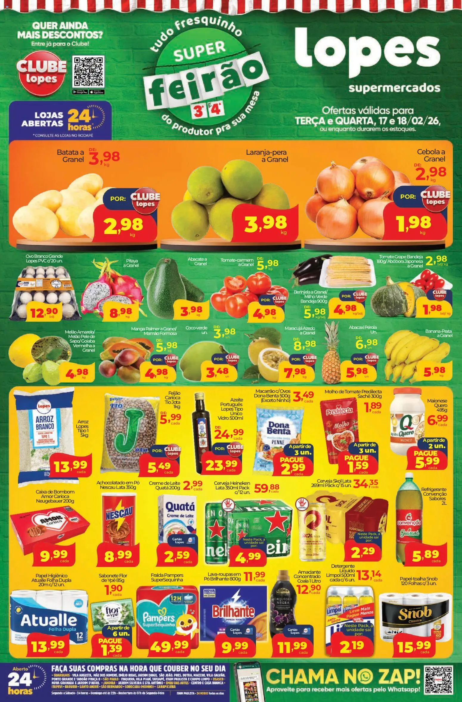 Lopes Supermercados Folheto - válido de 17.02.2026 | Página: 1 | Produtos: Pó, Detergente, Leite, Azeite