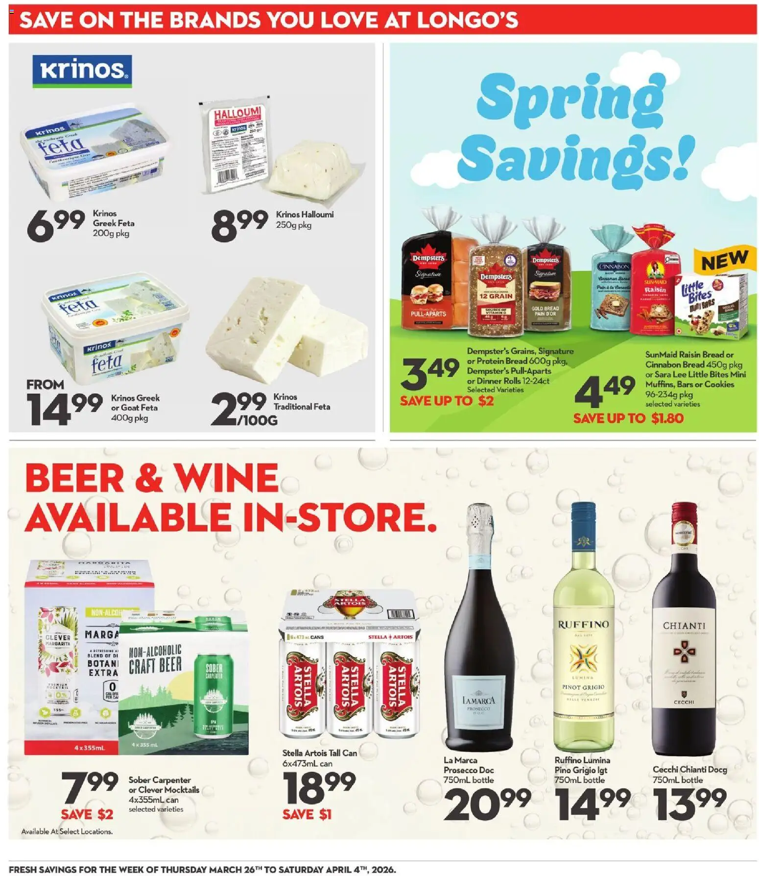 Longo's flyer valid from 26.03.2026 | Page: 24 | Products: Cookies, Bread, Wine, Beer