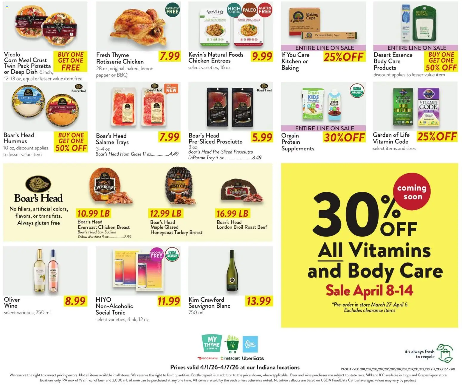Fresh Thyme Weekly Ad - IN - valid from 01.04.2026 | Page: 9 | Products: Wine, Beer, Beef, Sausage