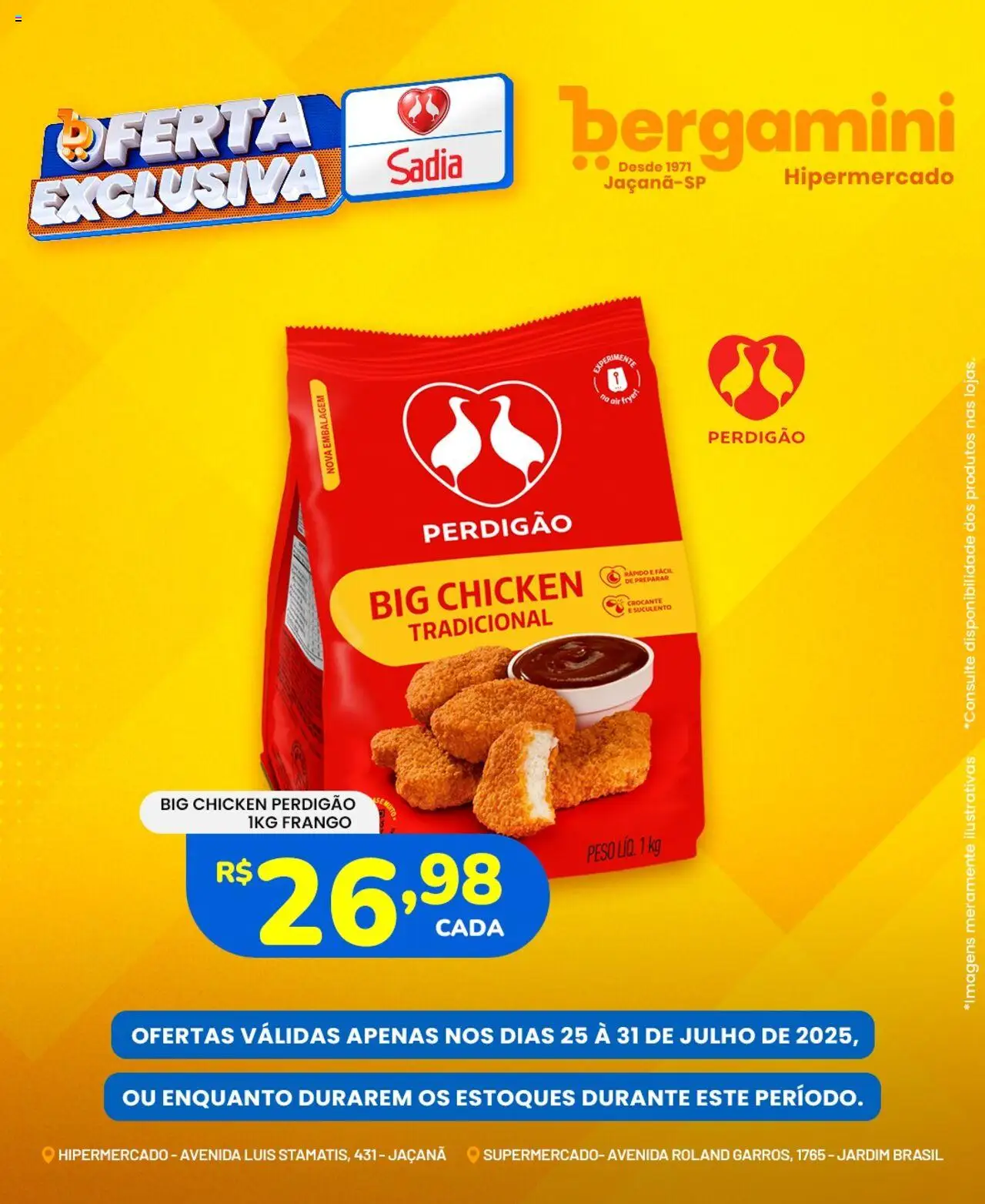 Supermercado Bergamini Folheto - válido de 25.07.2025 | Página: 1 | Produtos: Air fryer, Frango