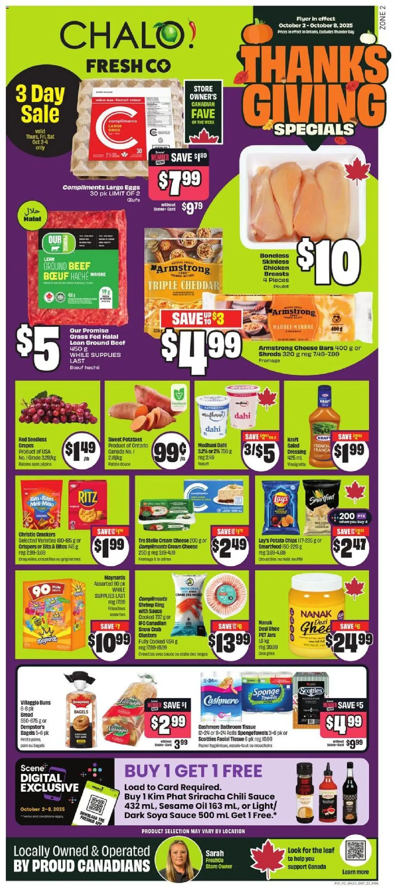 FreshCo flyer valid from 02.10.2025 | Page: 1 | Products: Chips, Sponge, Oil, Chicken