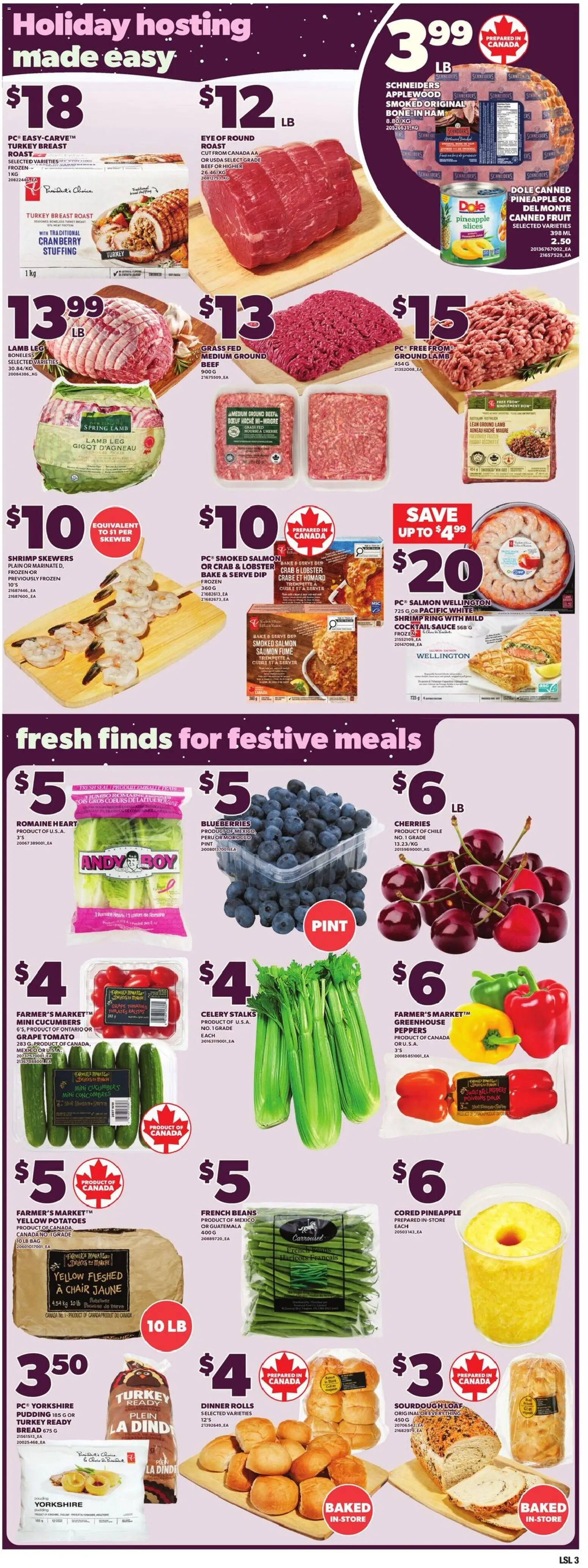Loblaws flyer valid from 18.12.2025 | Page: 6 | Products: Turkey, Chair, Ham, Tomatoes