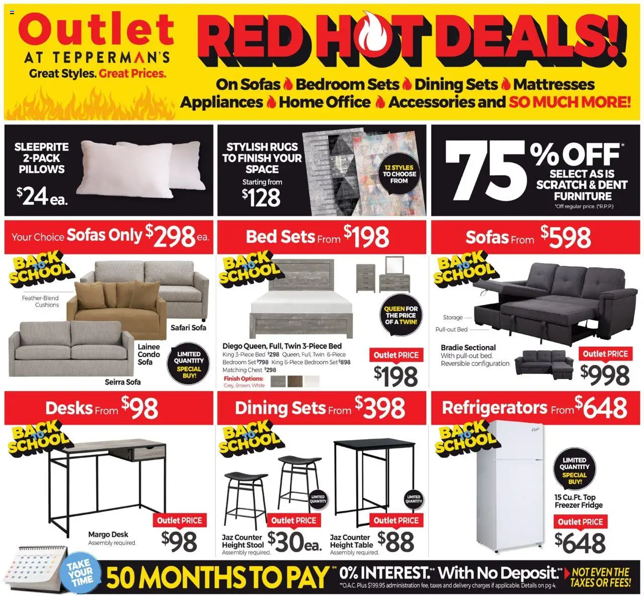 Tepperman's flyer valid from 14.08.2025 | Page: 1 | Products: Freezer, Bed, Sofa, Table