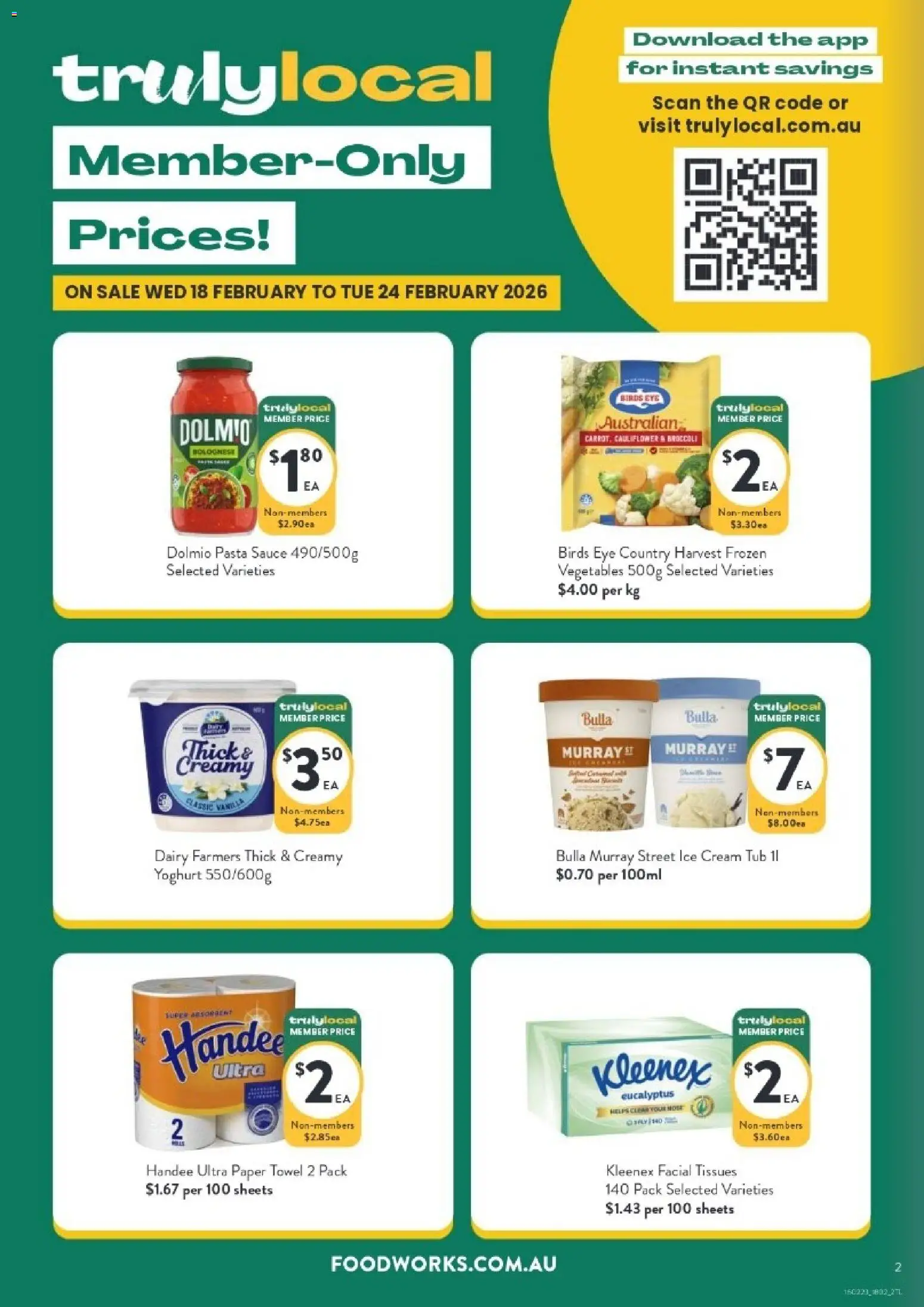Foodworks catalogue - valid from 18.02.2026 | Page: 2 | Products: Yoghurt, Pasta, Cream, Ice cream