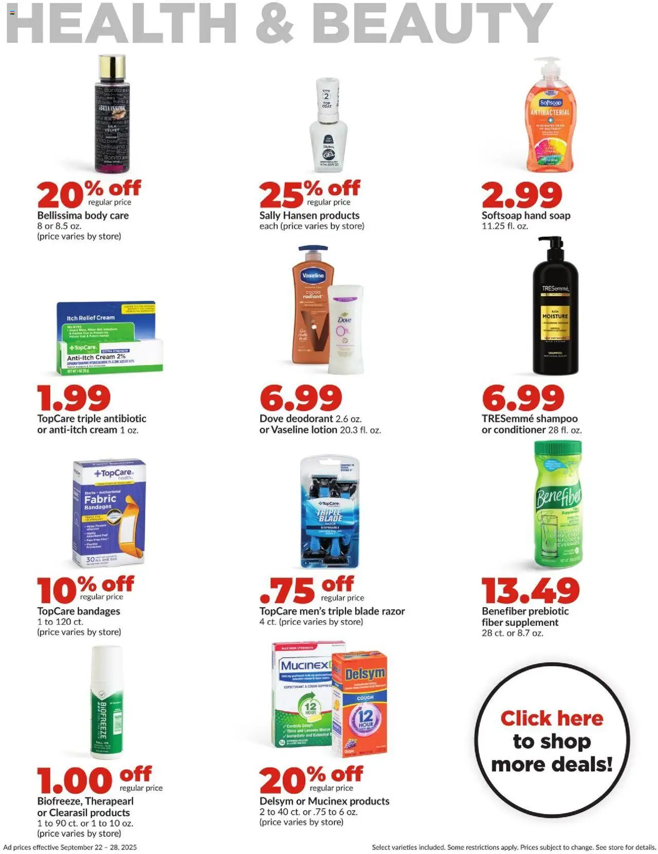 HyVee Weekly Ad - valid from 22.09.2025 | Page: 32 | Products: Shampoo, Conditioner, Soap, Deodorant