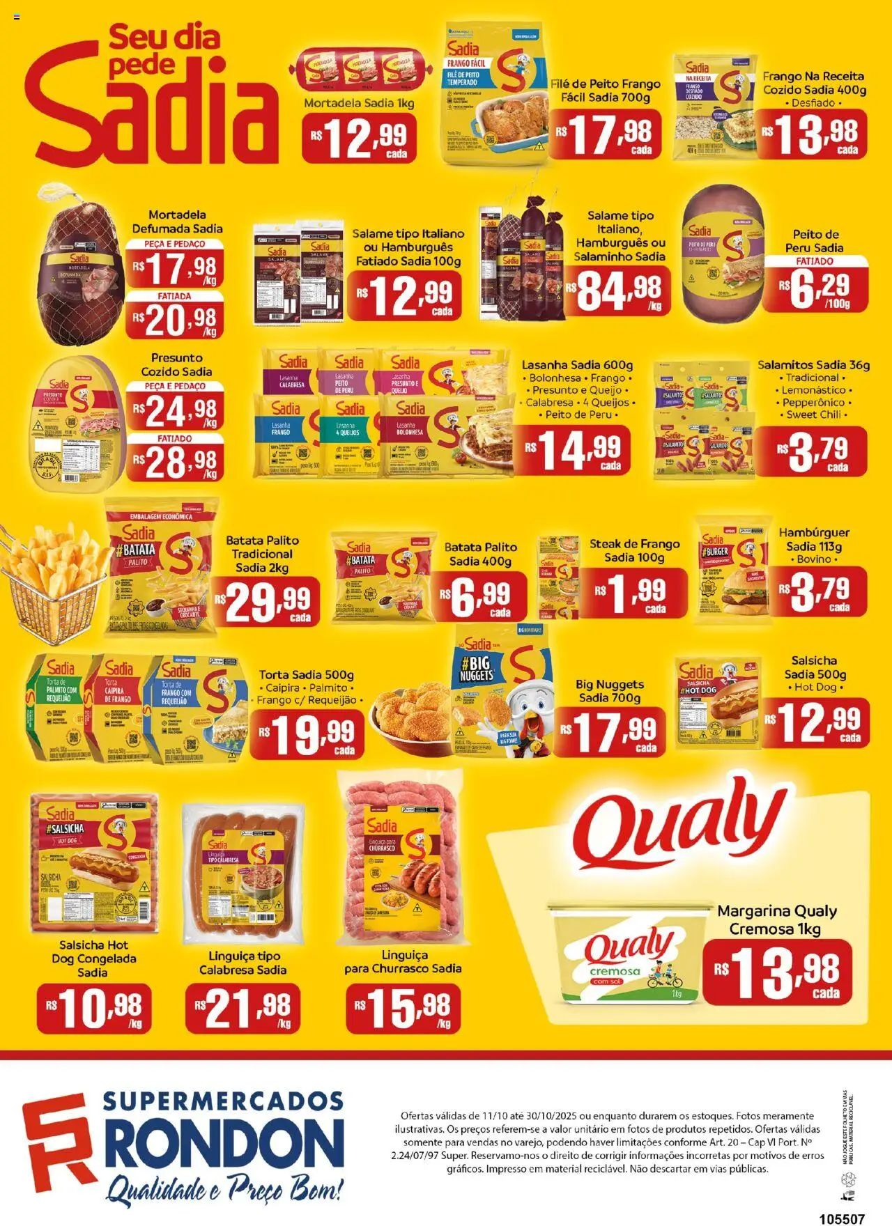 Supermercados Rondon Folheto - válido de 11.10.2025 | Página: 2 | Produtos: Palmito, Queijo, Peito de peru, Margarina