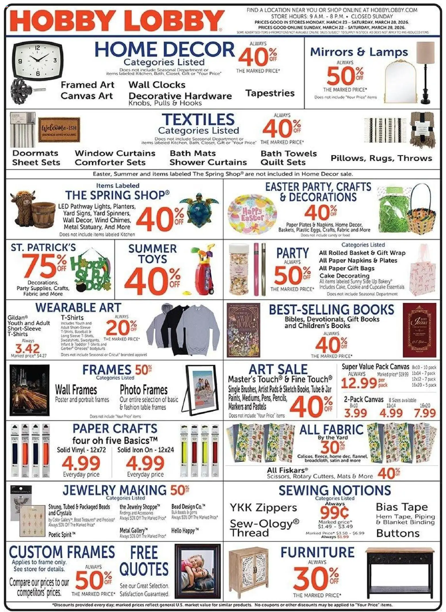 Hobby Lobby Weekly Ad - valid from 22.03.2026 | Page: 1