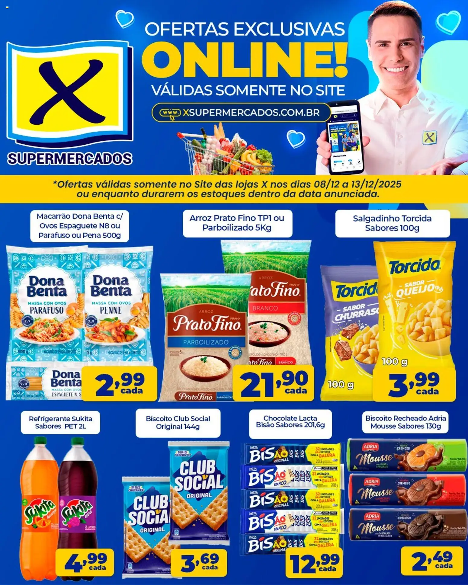 X Supermercados Folheto - válido de 08.12.2025 | Página: 2 | Produtos: Biscoito, Arroz, Refrigerante, Biscoito recheado