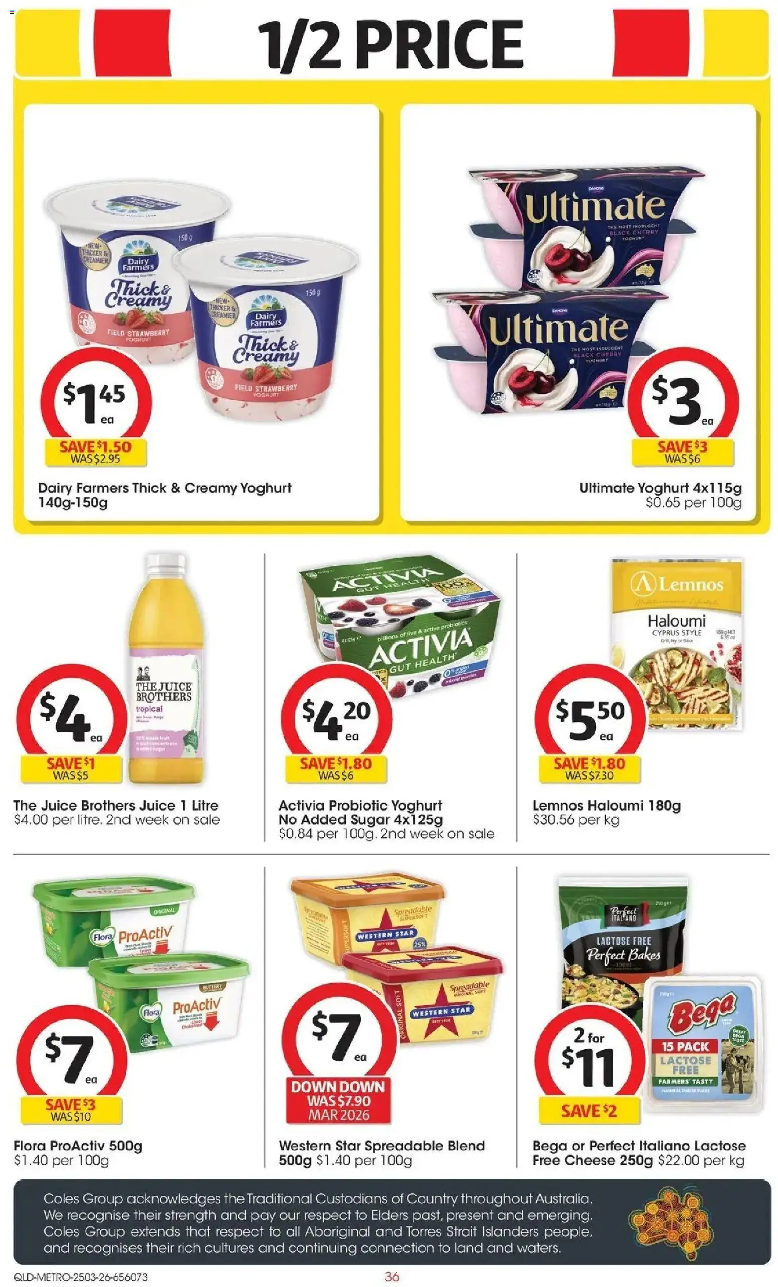 Coles catalogue - valid from 24.03.2026 | Page: 36 | Products: Dairy, Yoghurt, Juice, Sugar