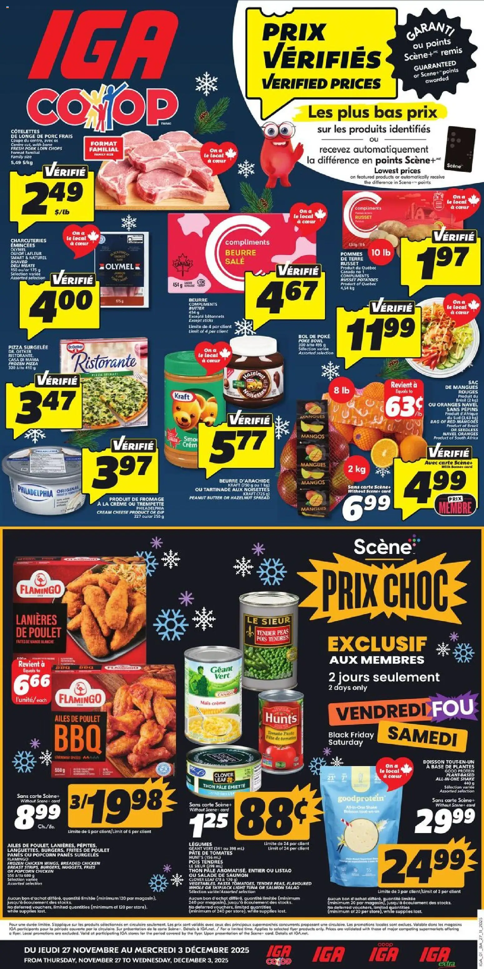 IGA flyer valid from 27.11.2025 | Page: 1 | Products: Pasta, Cheese, Pizza, Chicken